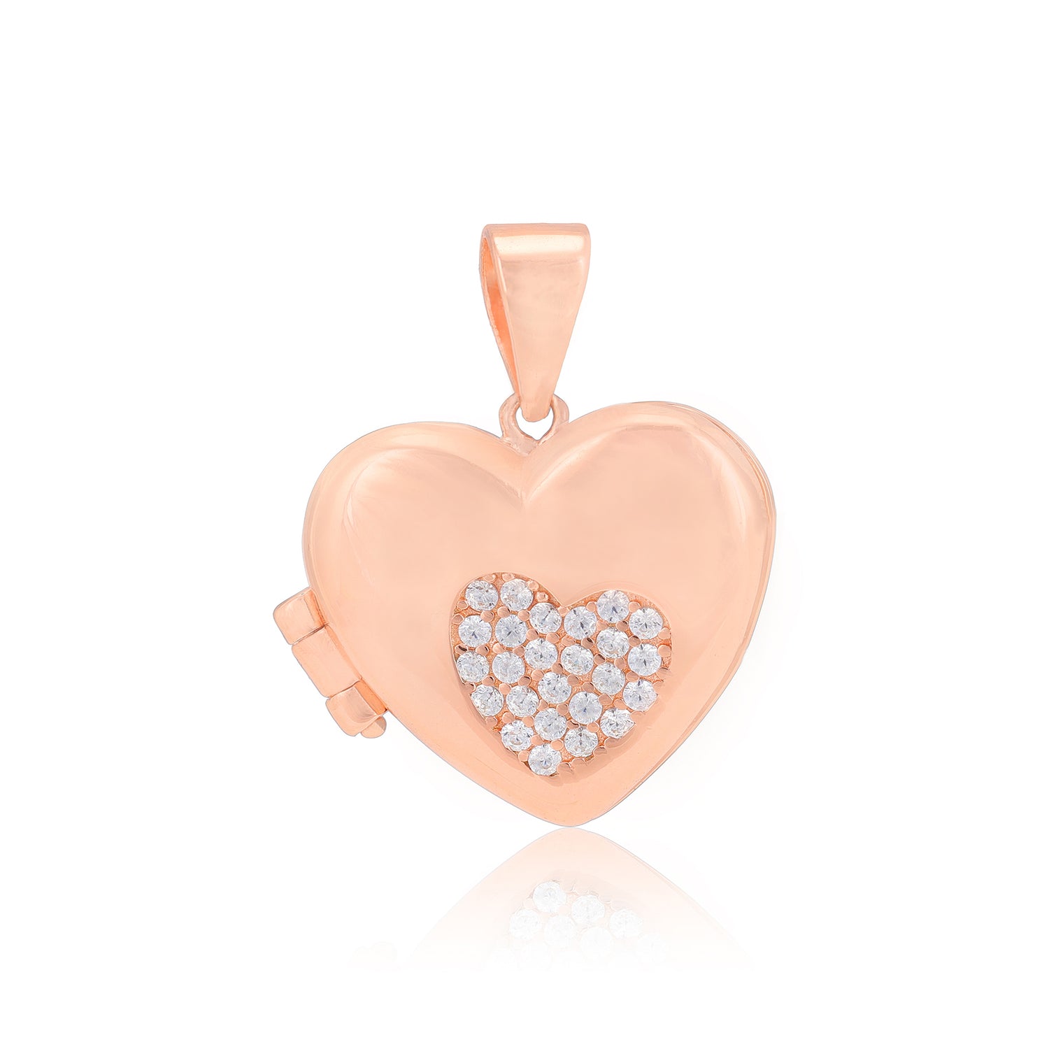 925 Ethereal Radiance Rose Gold Plated Locket Subtle Centre Stone Pendants