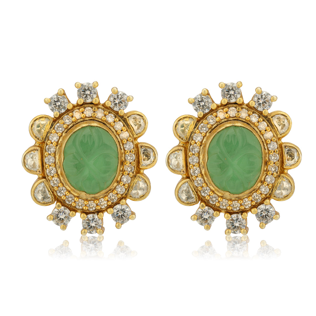 925 Floral Fluorite Sterling Silver Stud