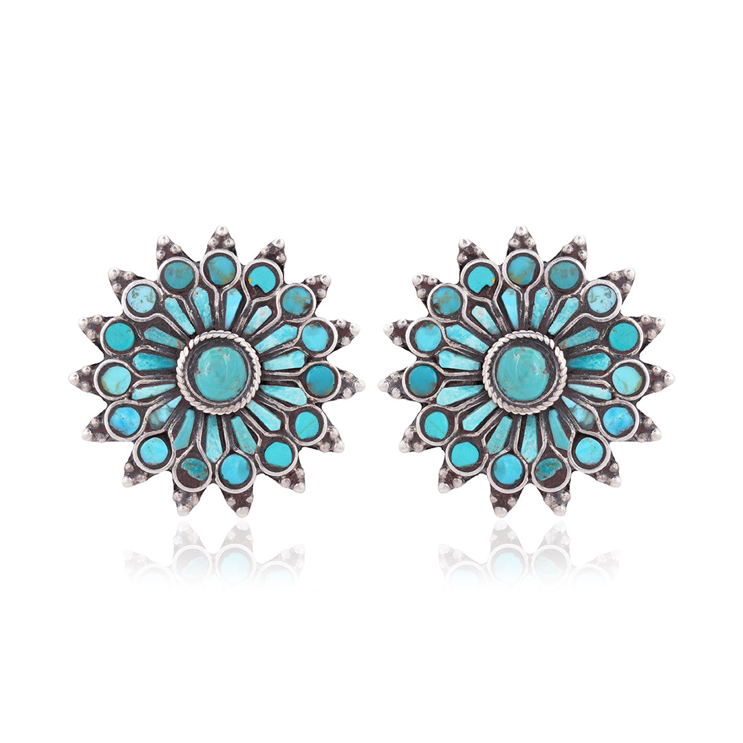 925 Fresh Bloom Turquoise Sterling Silver Stud