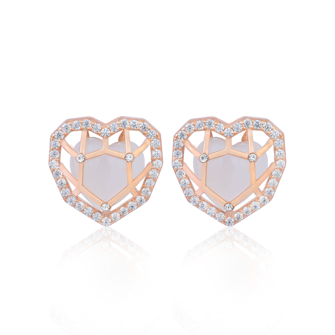 925 Geometric Love Core Rose Gold Plated Earring