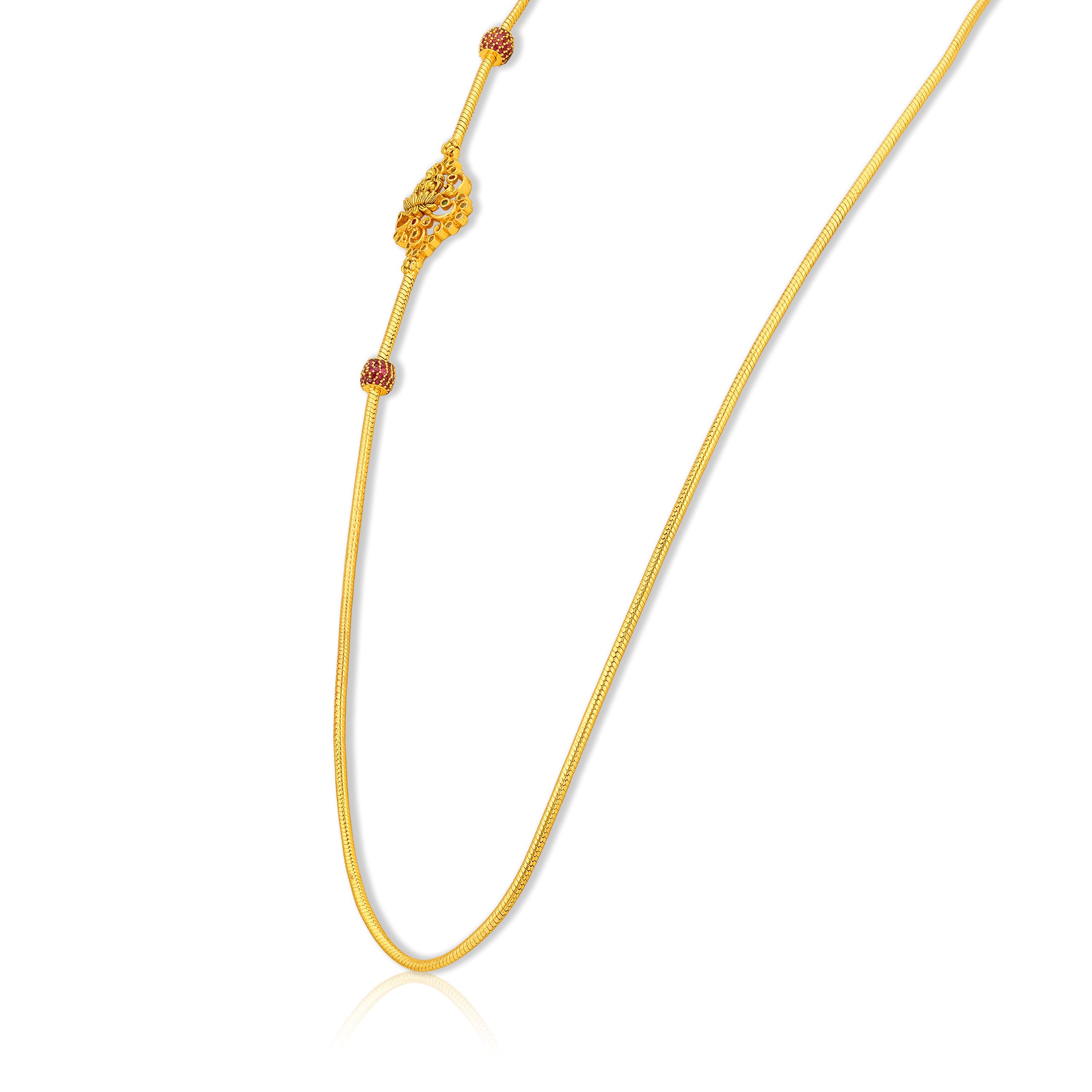 925 Gold Plated Traditional Balls Lakshmi Mugappu Chain For Women