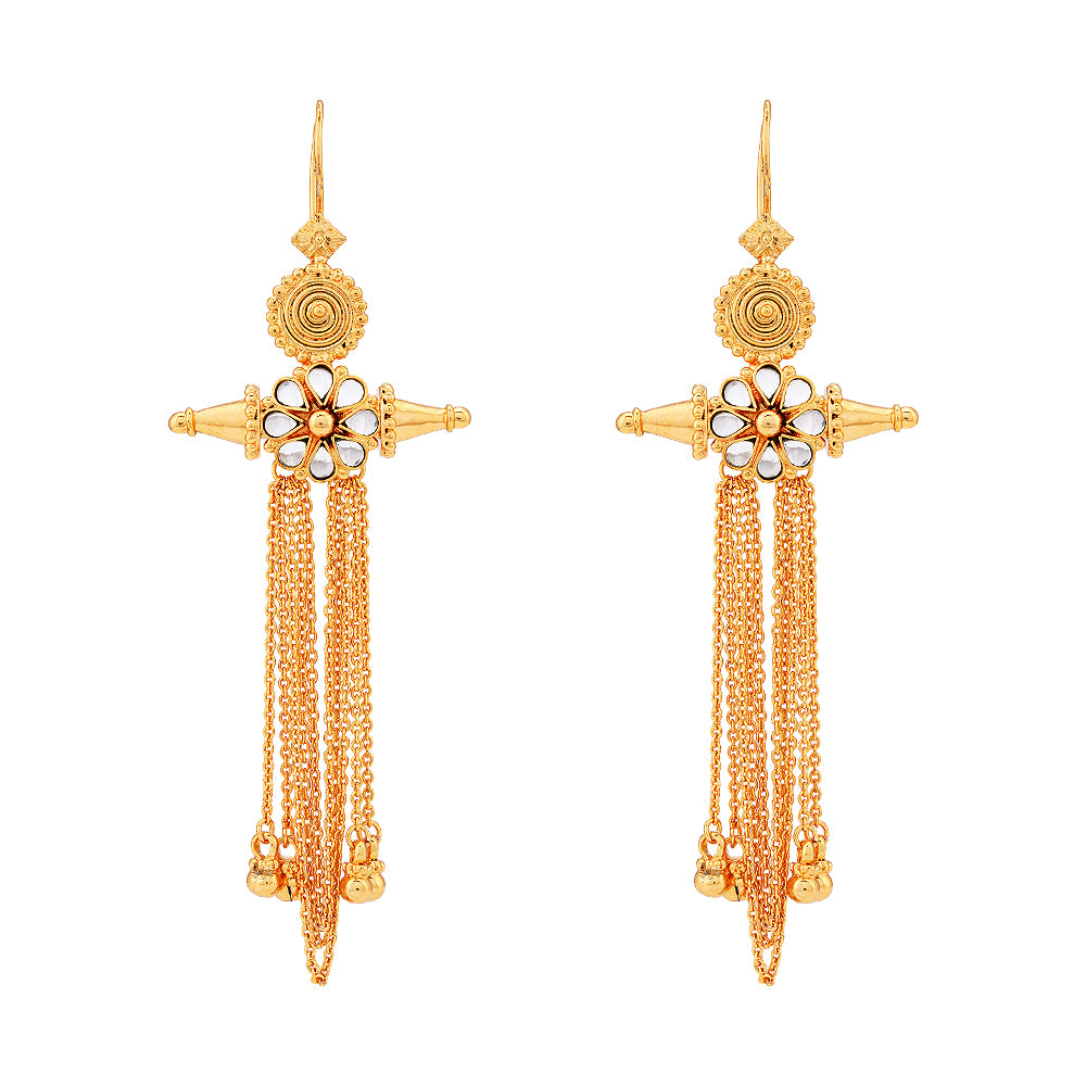 925 Gold Plated Kundan Fall Earring