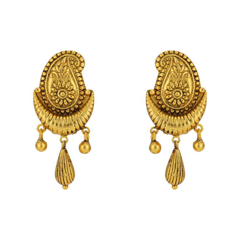 925 Gold Plated Manga Tear Drop Earrings