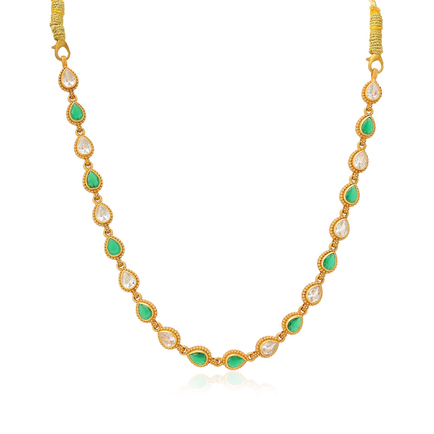 925 Ivory Green Gold Plated Pear Necklace