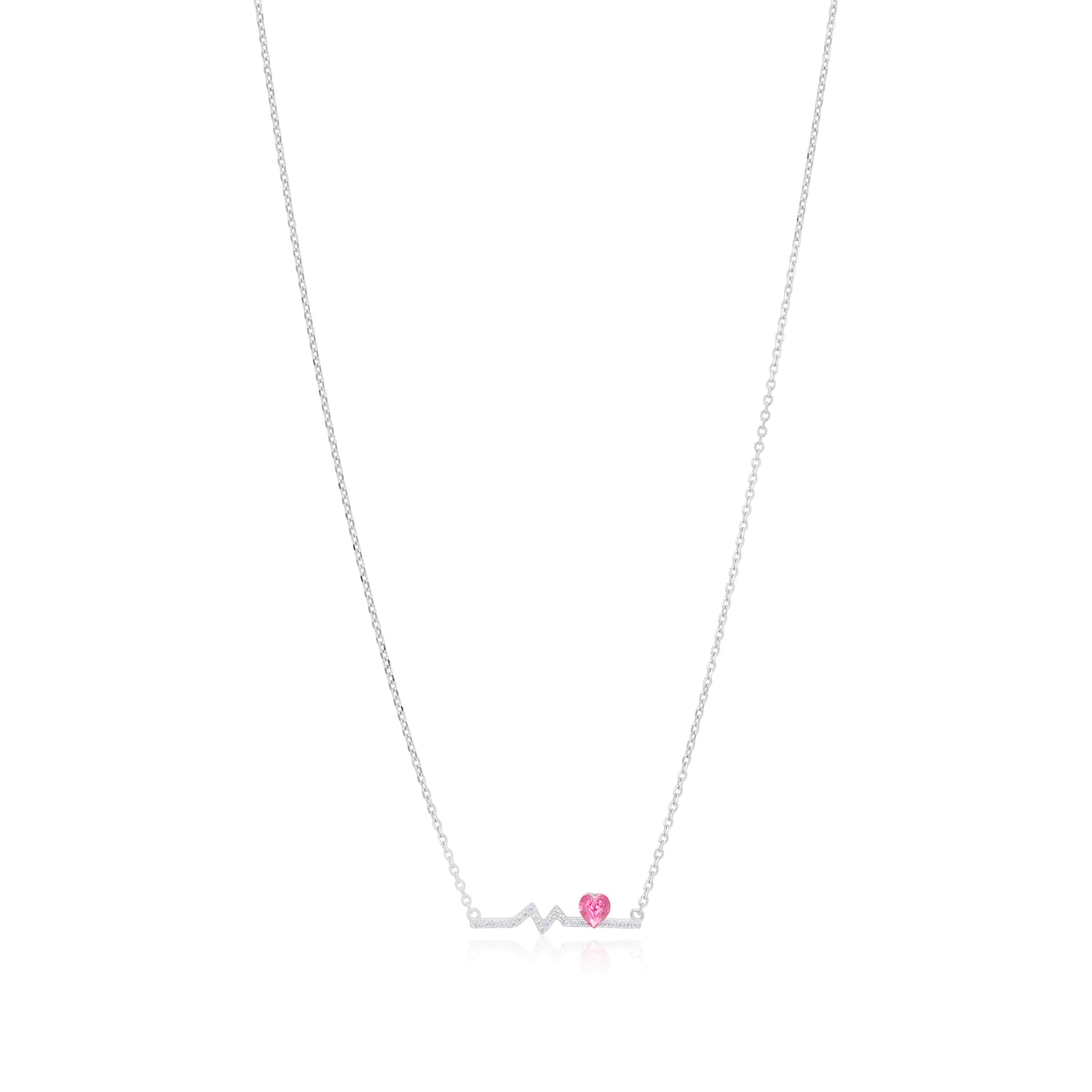 Loving Pulse Heatwave Rhodium Plated Red Heart Chain Pendant