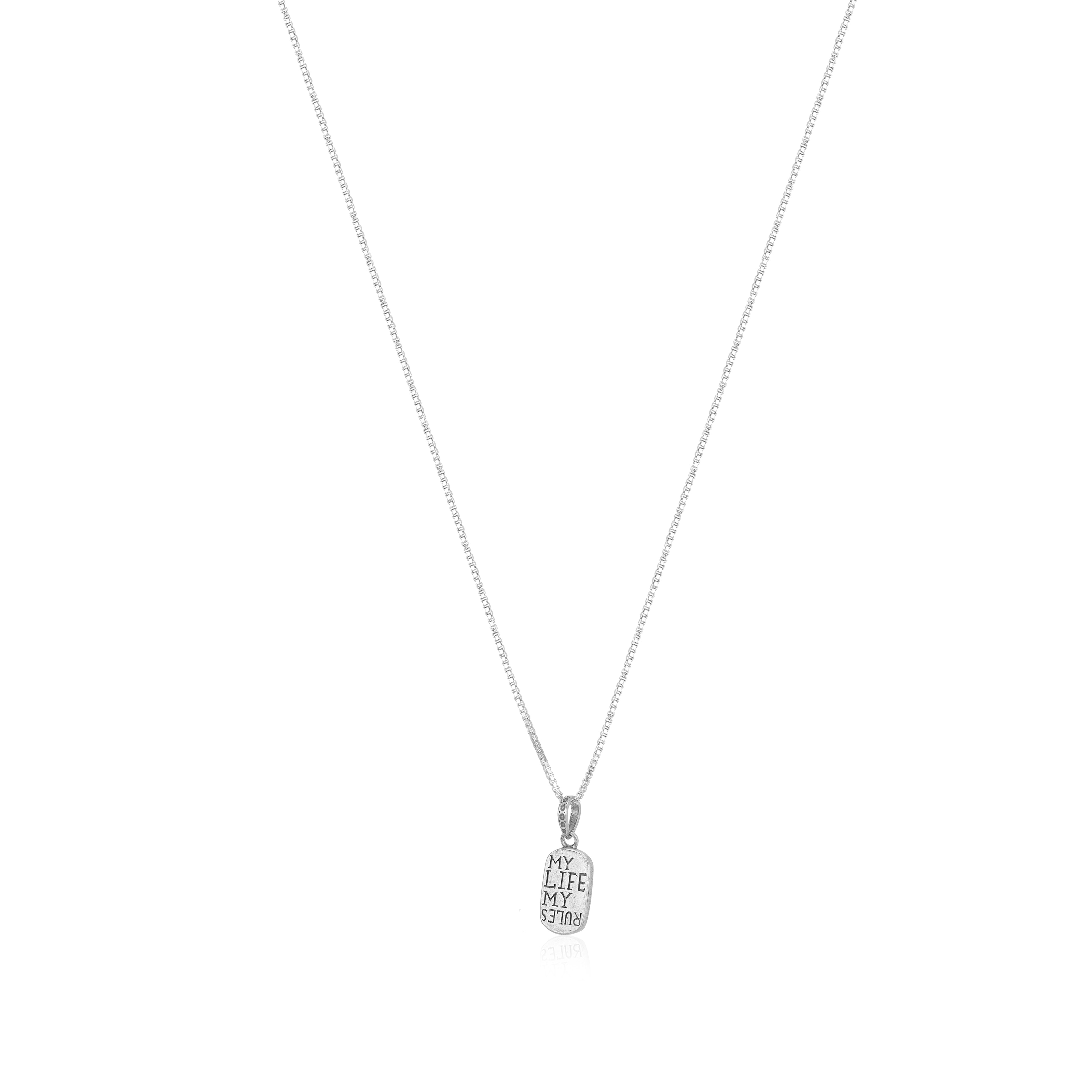 925 My Life My Rules Rhodium Statement Chain Pendants
