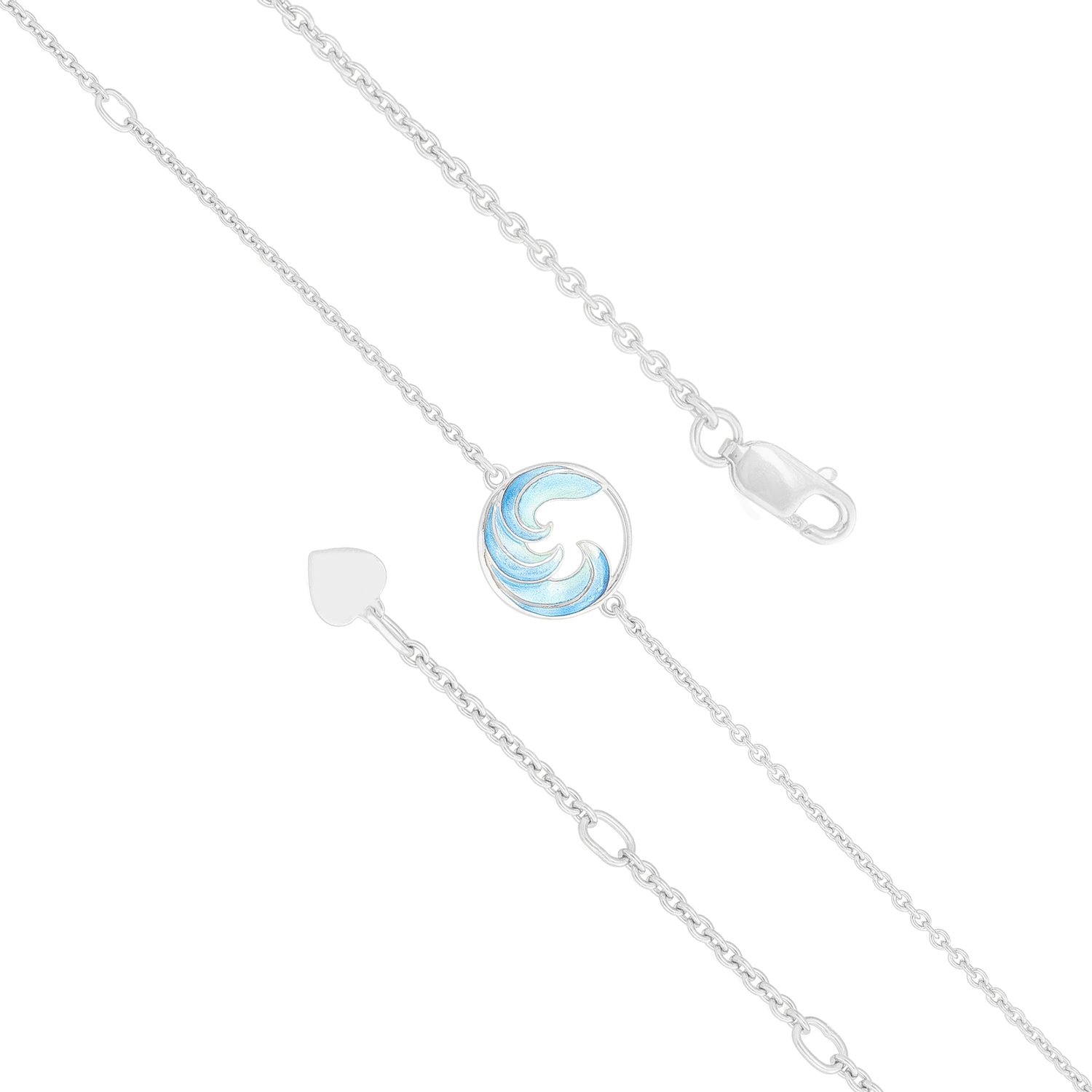 925 Ocean Breeze Flowing Wave Rhodium Plated Bracelets