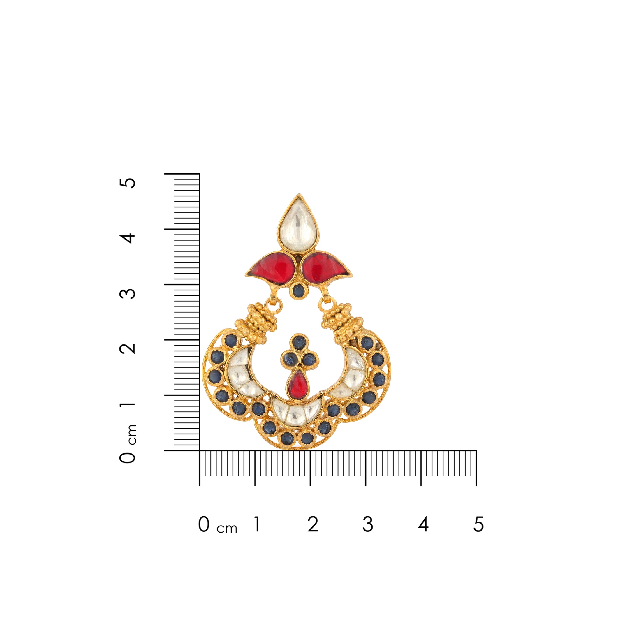 925 Radiant Polki Red Stone Silver Earrings