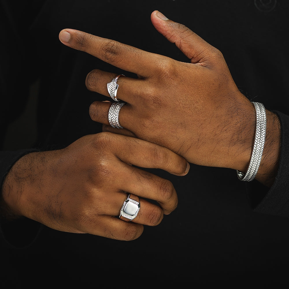 925 Rhodium Plated Double Herringbone Bracelet