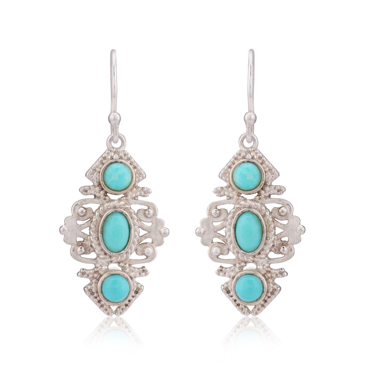 925 Rhodium Turquoise Sterling Silver Gold Plated Earring