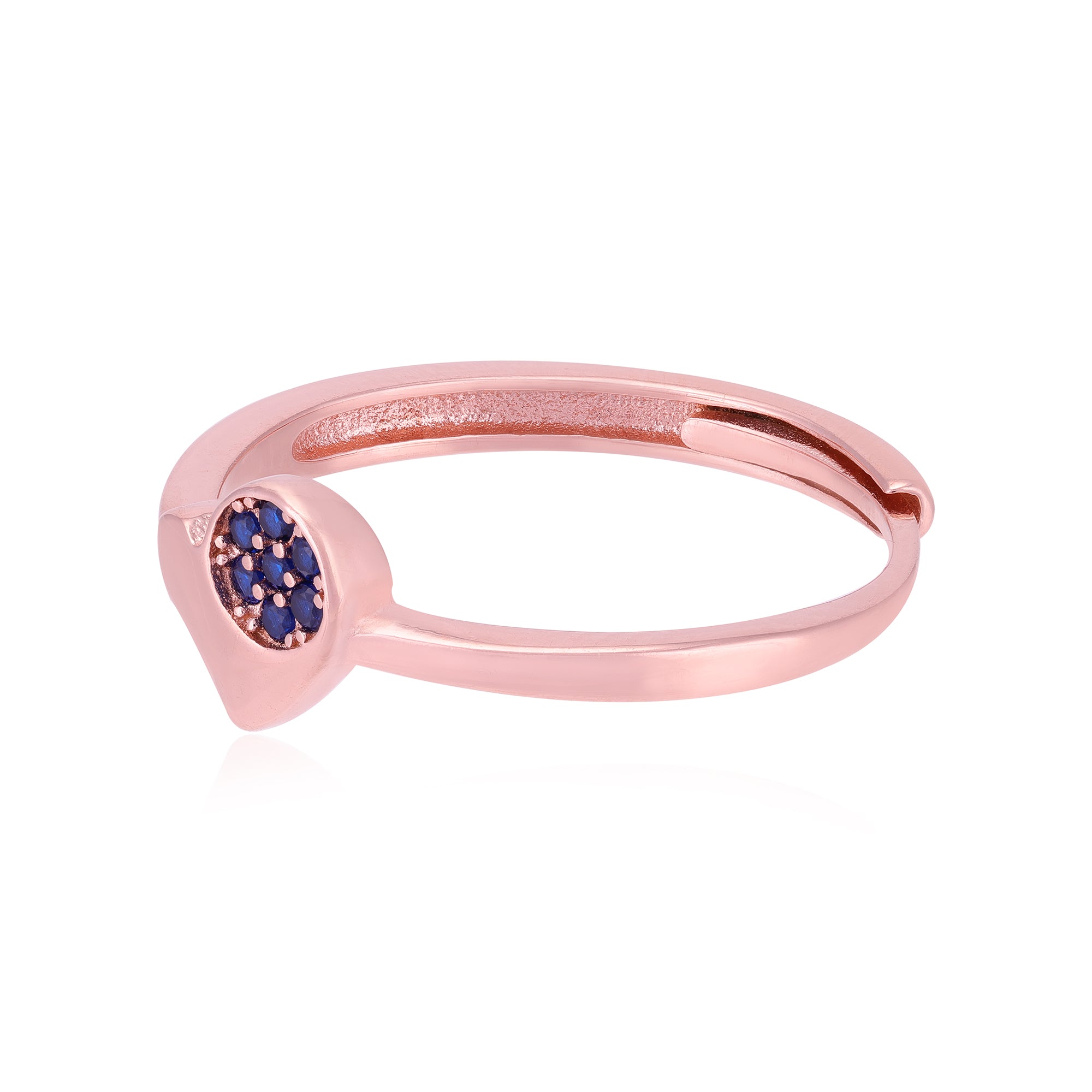 Rose Gold Heart Blooming Blue Detailing 925 Rings