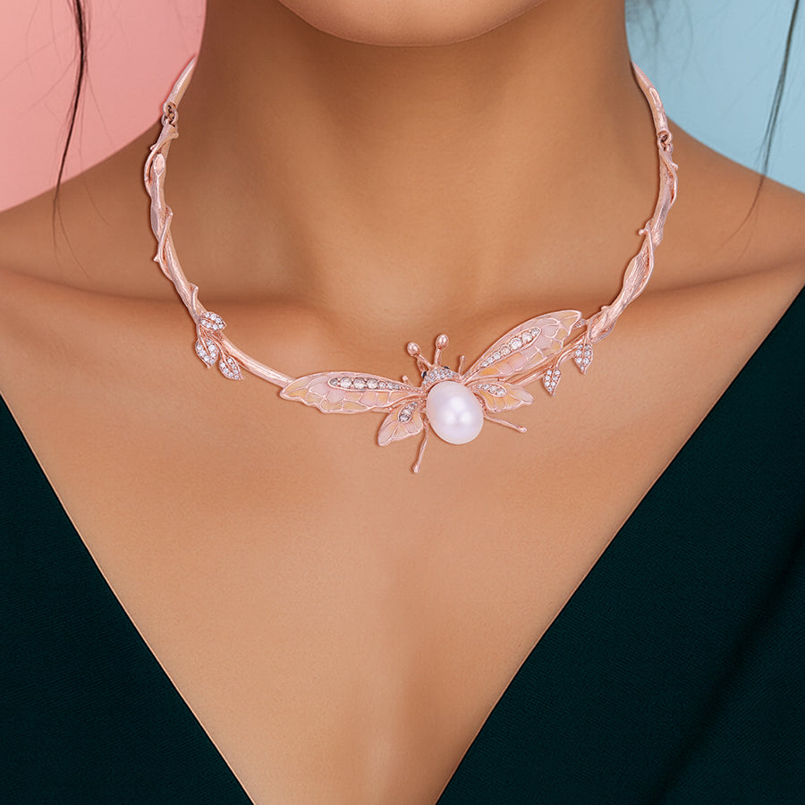 925 Rosy Butterfly Rose Gold Delight Necklace