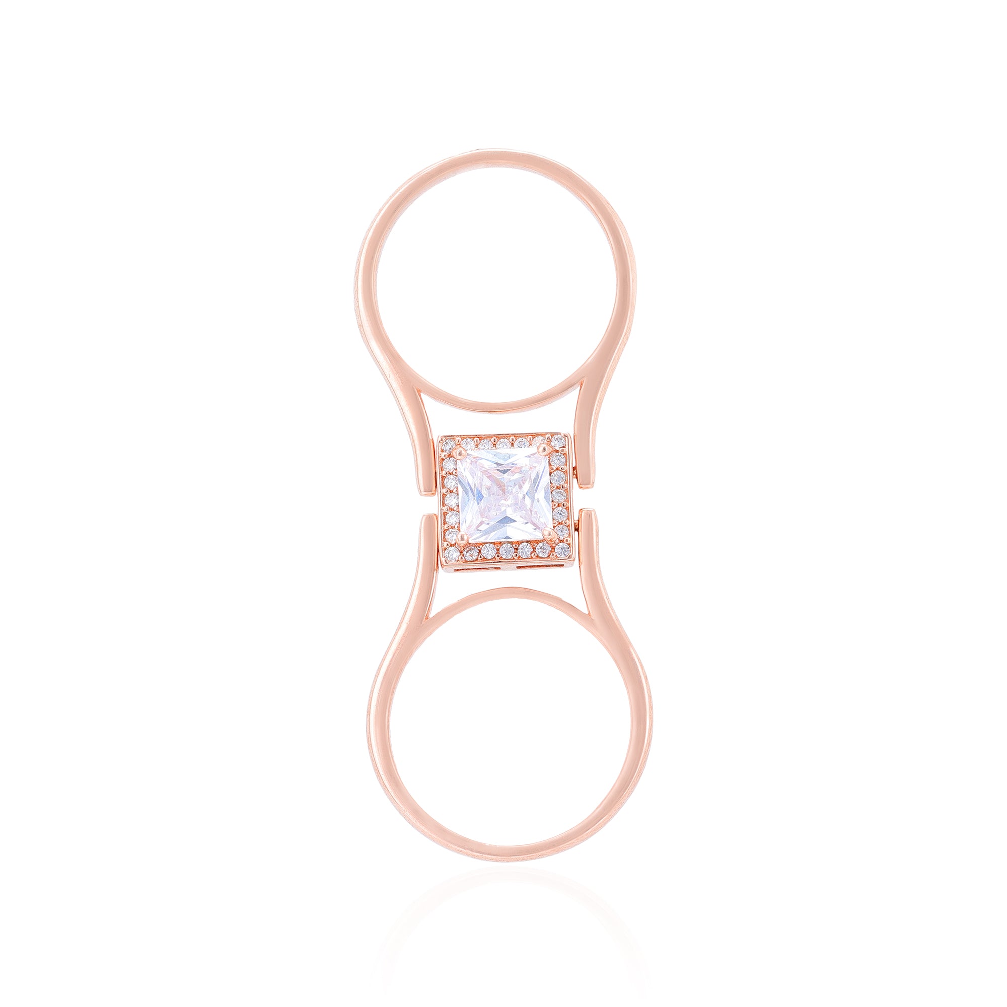 925 Sterling Silver Bling Flip ËR  Solitaire Stone Rose Gold Plated Reversible Ring for Women