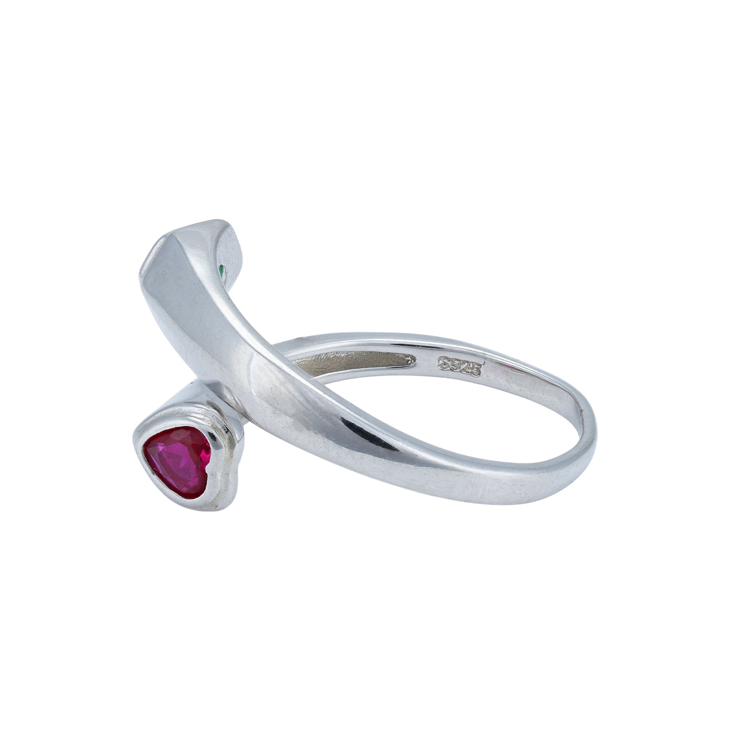 925 Sterling Silver Crossover Style Dual Stone Open Ring for Women