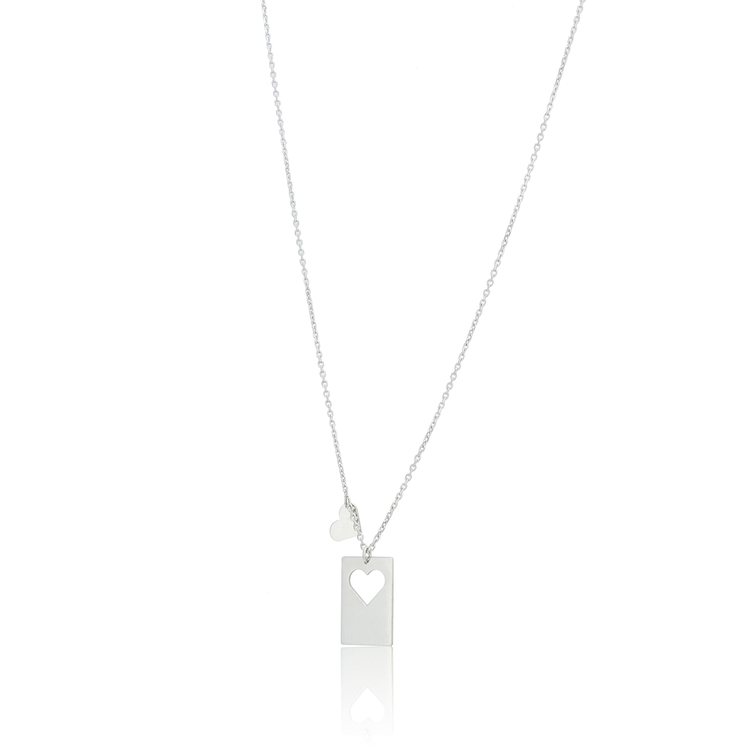 925 Sterling Silver Cutout Love Duo Rhodium Plated  Pendant Chain