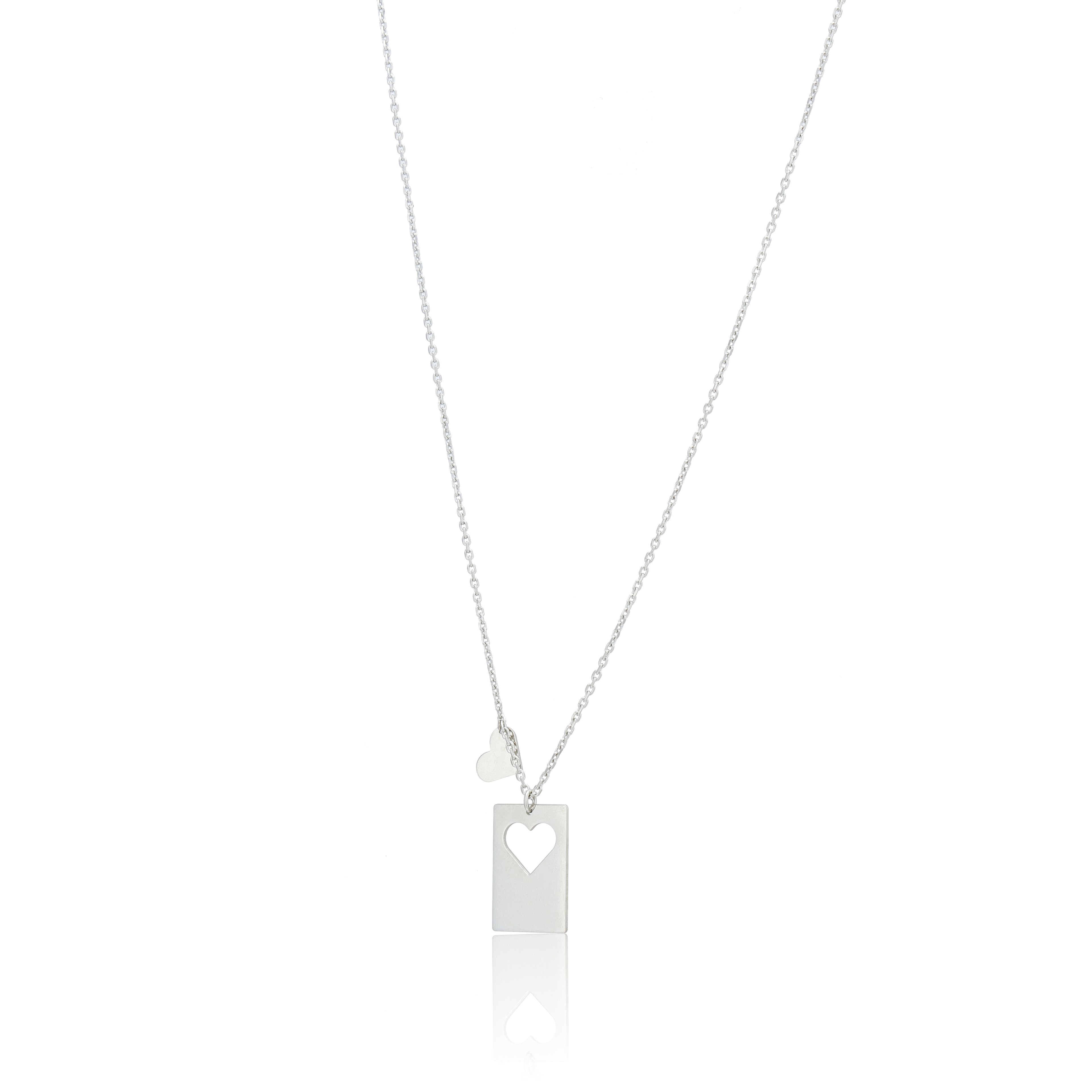 925 Sterling Silver Cutout Love Duo Rhodium Plated  Pendant Chain