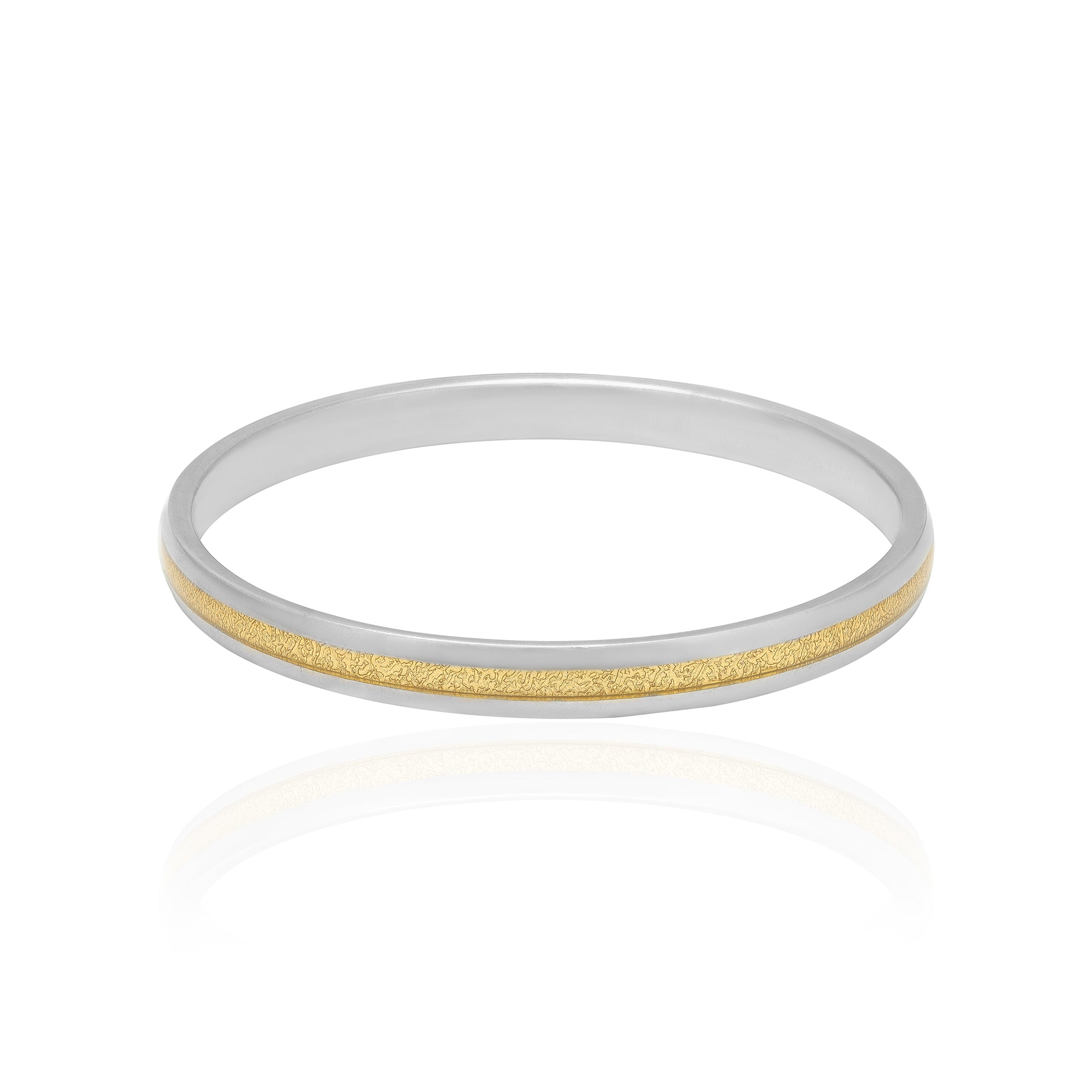 925 Silver Duskline Monarch Yellow Gold Center Kada for Men