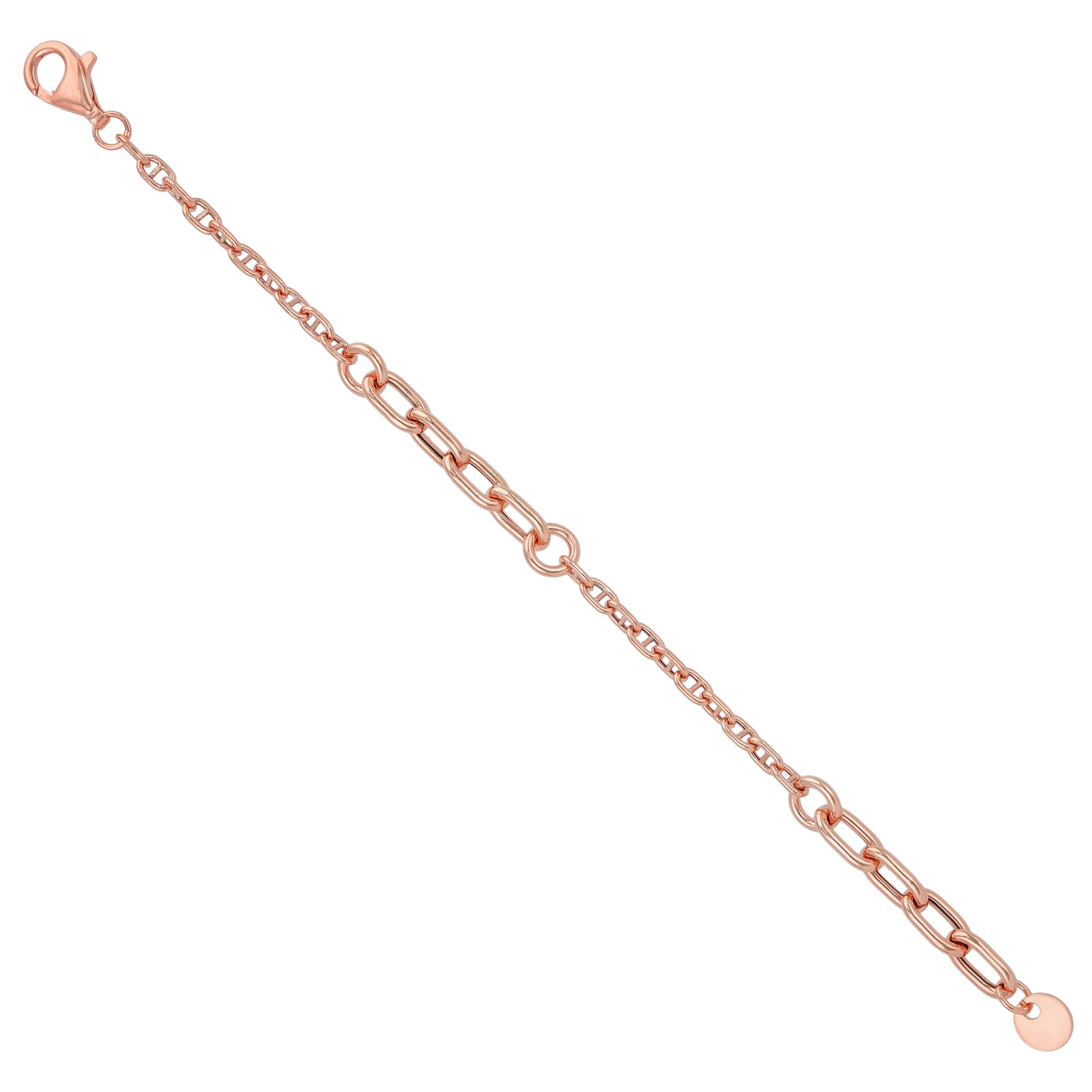 925 Sterling Silver EmberEdge Dual Link Fusion Rose Gold Plated Bracelet for Men