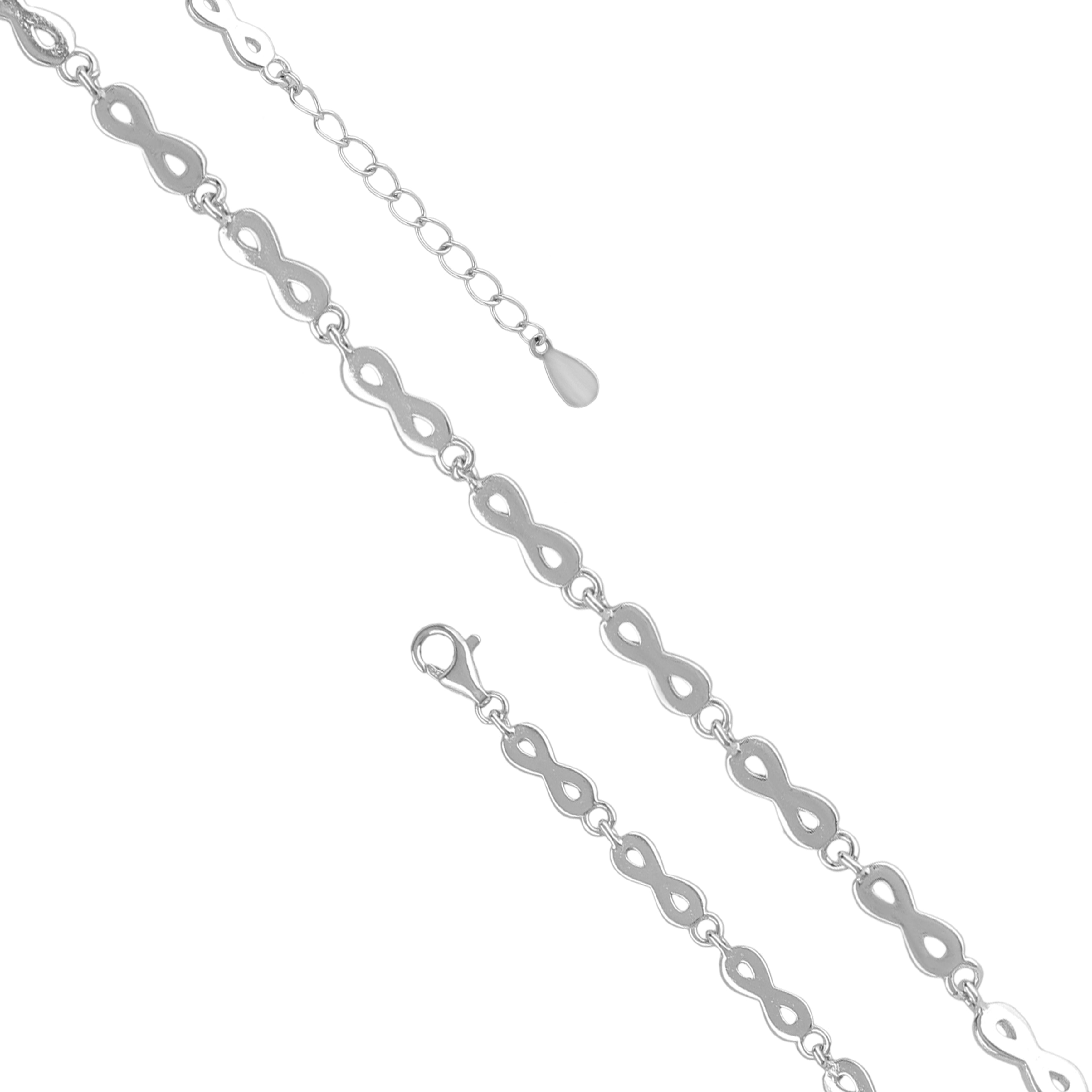 925 Sterling Silver Endless Flow Rhodium Plated Bracelet for Women