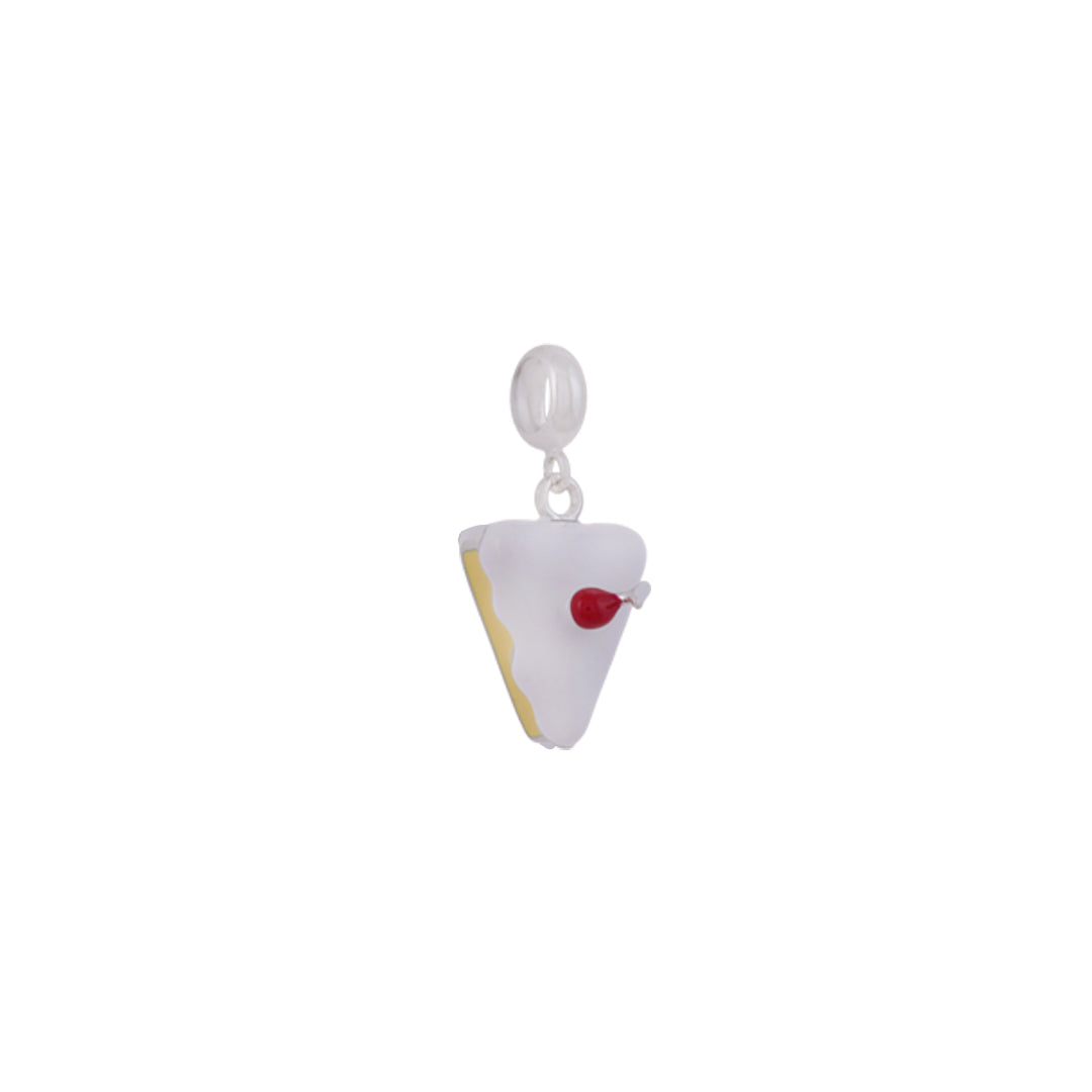 925 Sterling Silver Frosted Vanilla Cake Rhodium Plated Pendant For Kids