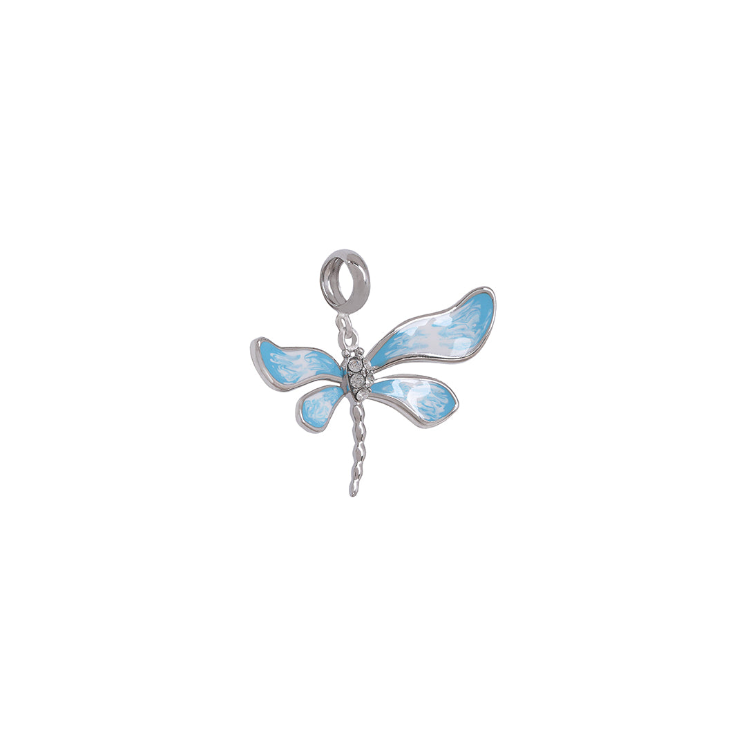 925 Sterling Silver Icy blue dragonfly Pendant