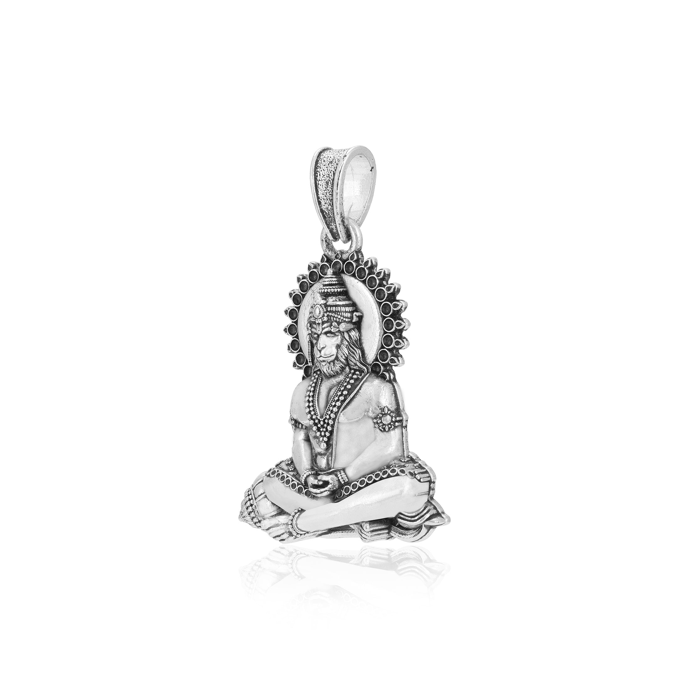 925 Sterling Silver Meditative Hanuman Oxidised Pendants for Men & Women