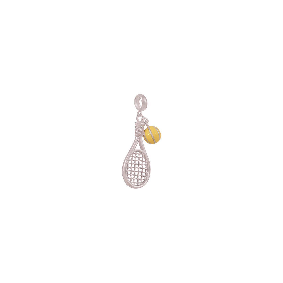 925 Sterling Silver Miniature Tennis Racket Ball Accent Pendant for Women