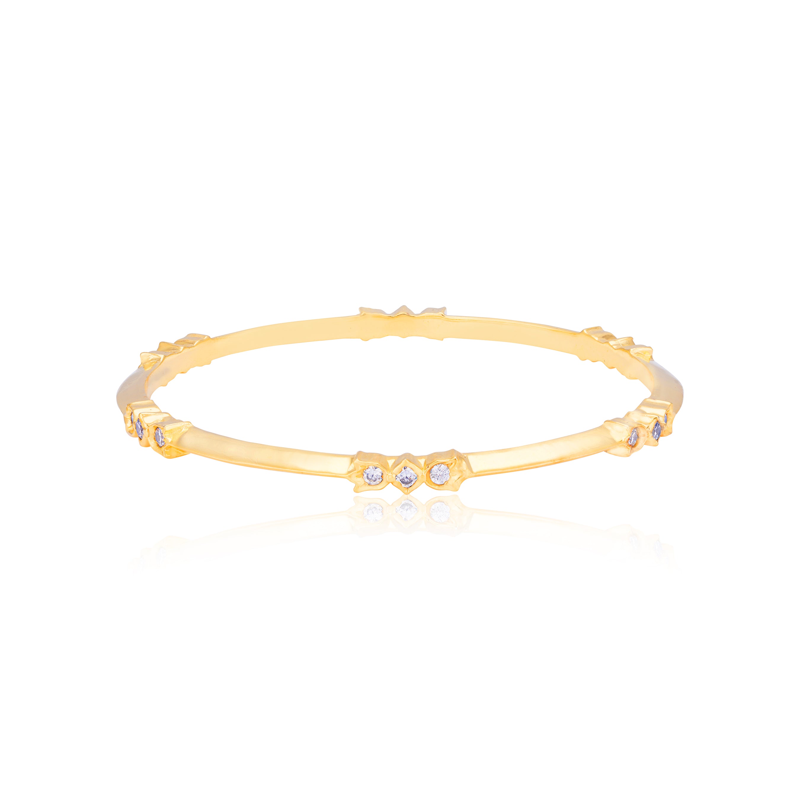 925 Sterling Silver Modern Muse Stone Gold Plated Bangle for Women