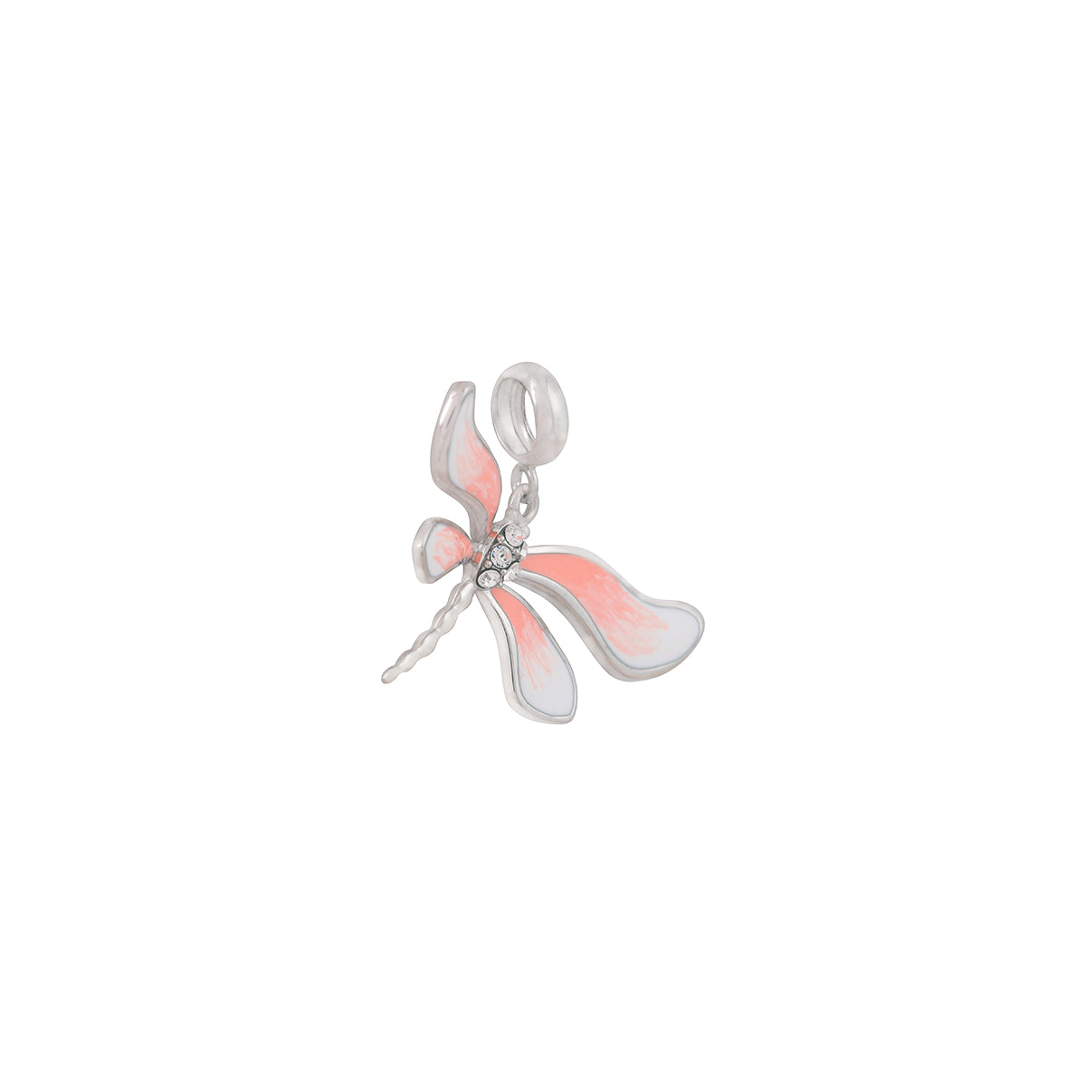 925 Sterling Silver Peach Dragon Fly Pendant