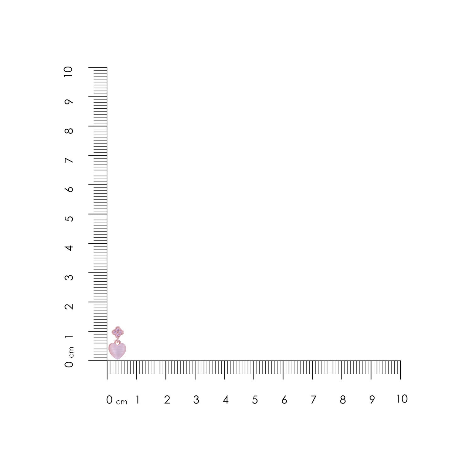 Measurement of a small pink Earring on a ruler