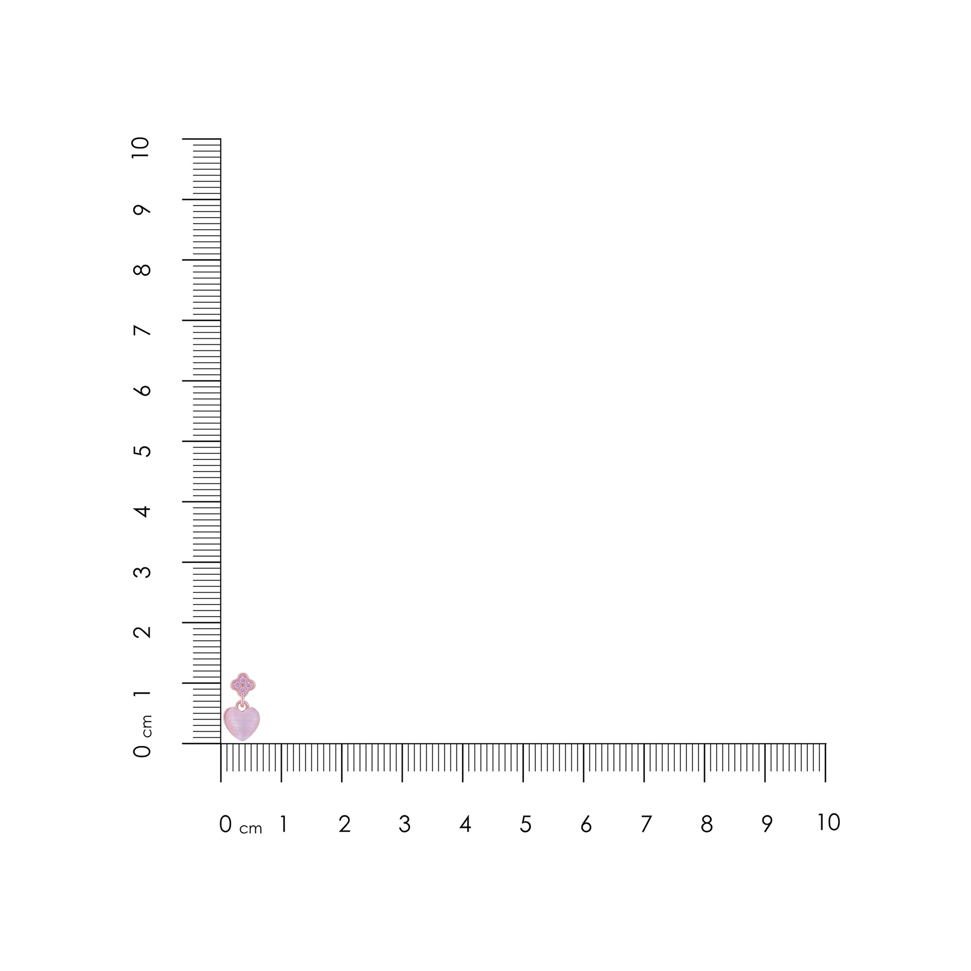 Measurement of a small pink Earring on a ruler