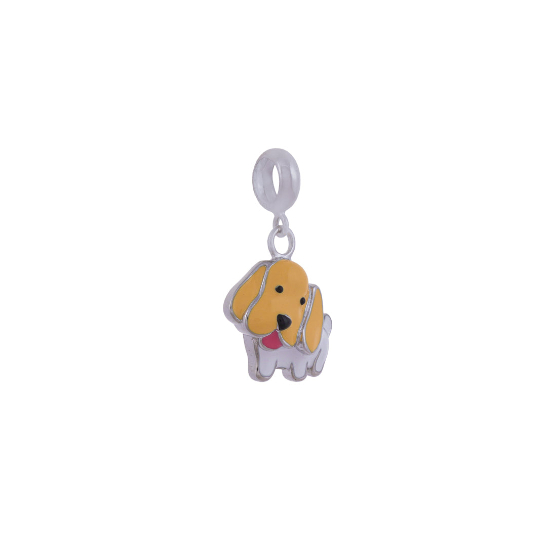 925 Sterling Silver Yel-love Puppy Rhodium Plated Pendant For Kids
