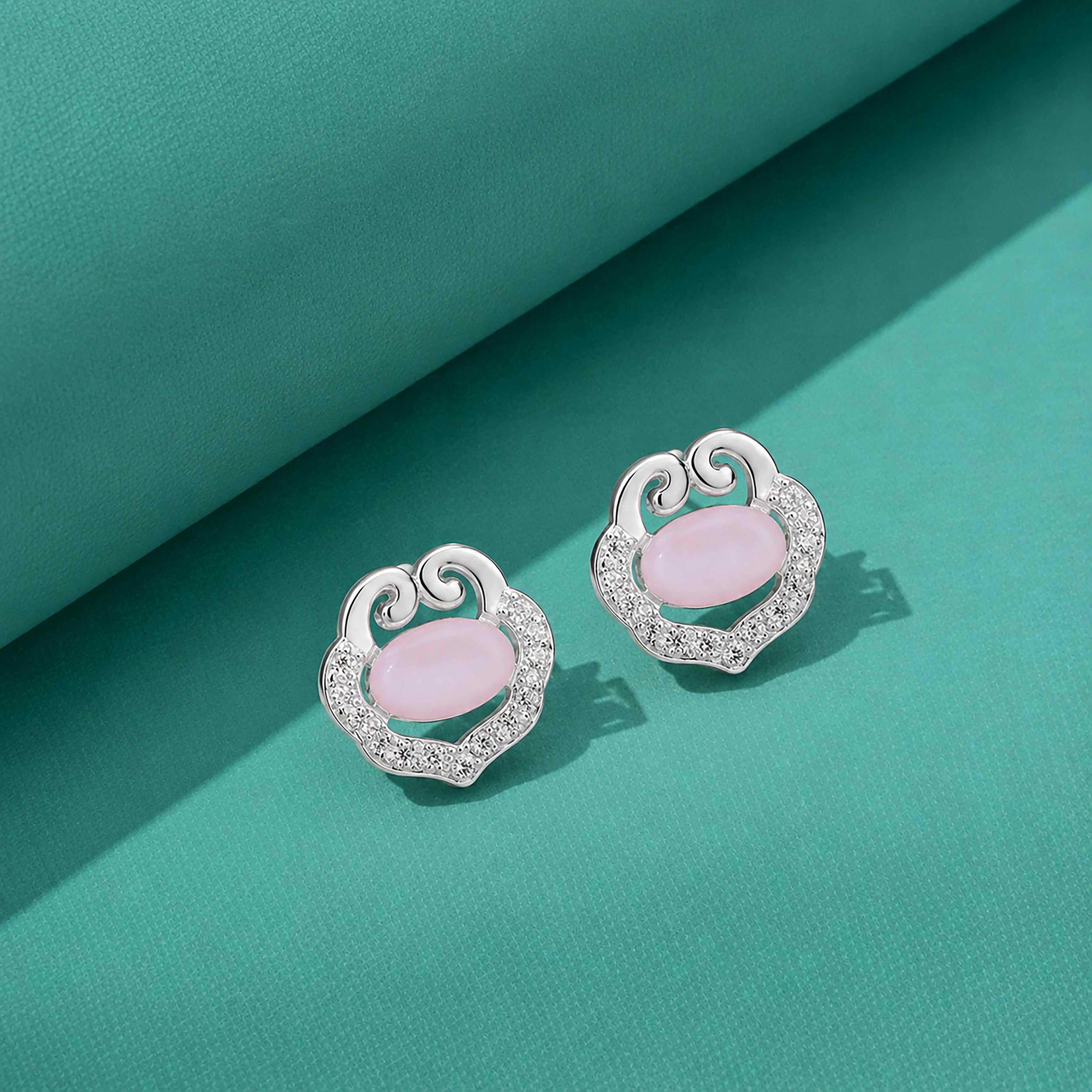 925 Sterling Silver Centred Moonstone Side Small Stone Detailing Earrings For Women