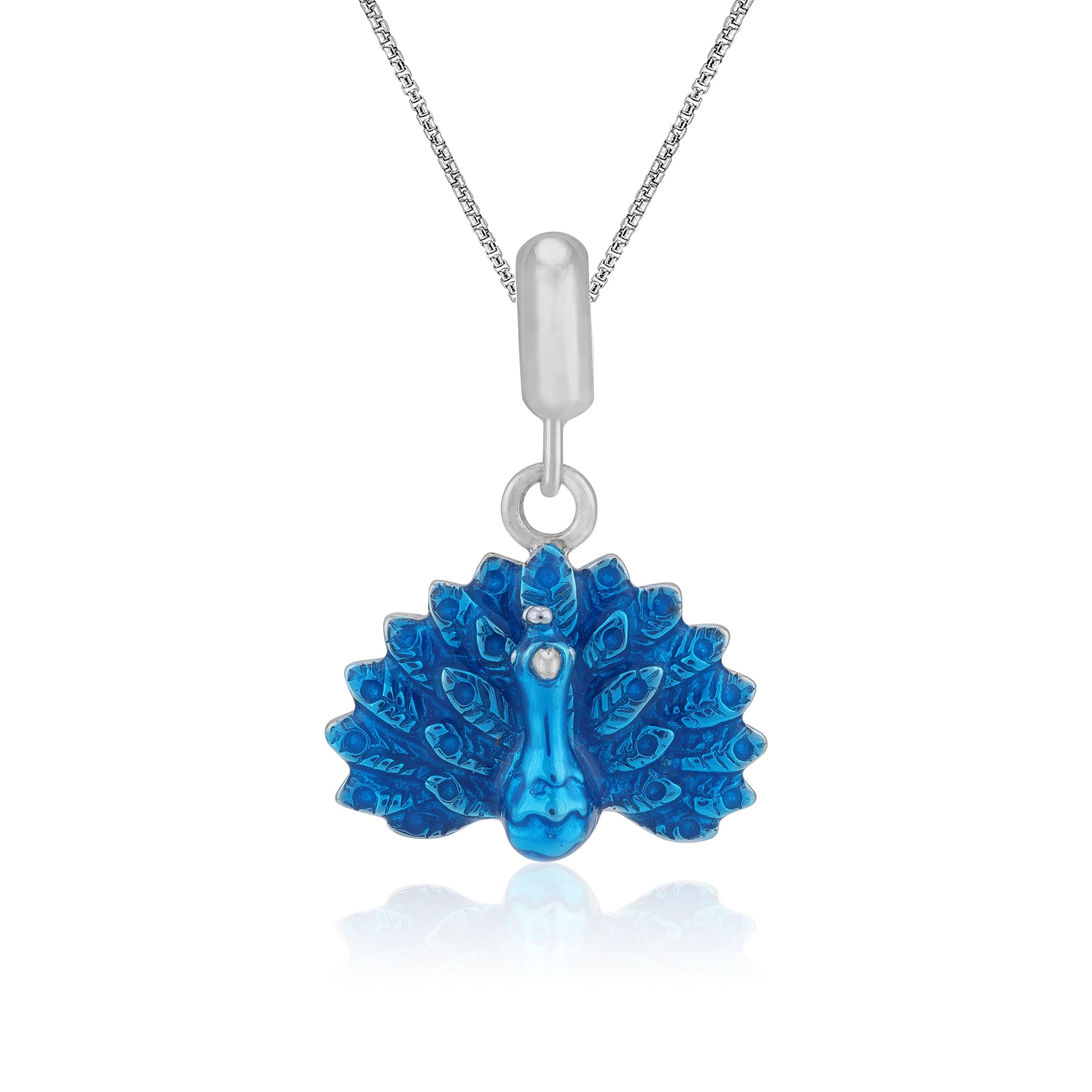 925 Sterling Silver Azure Feathered Elegance Charm Pendant for Women