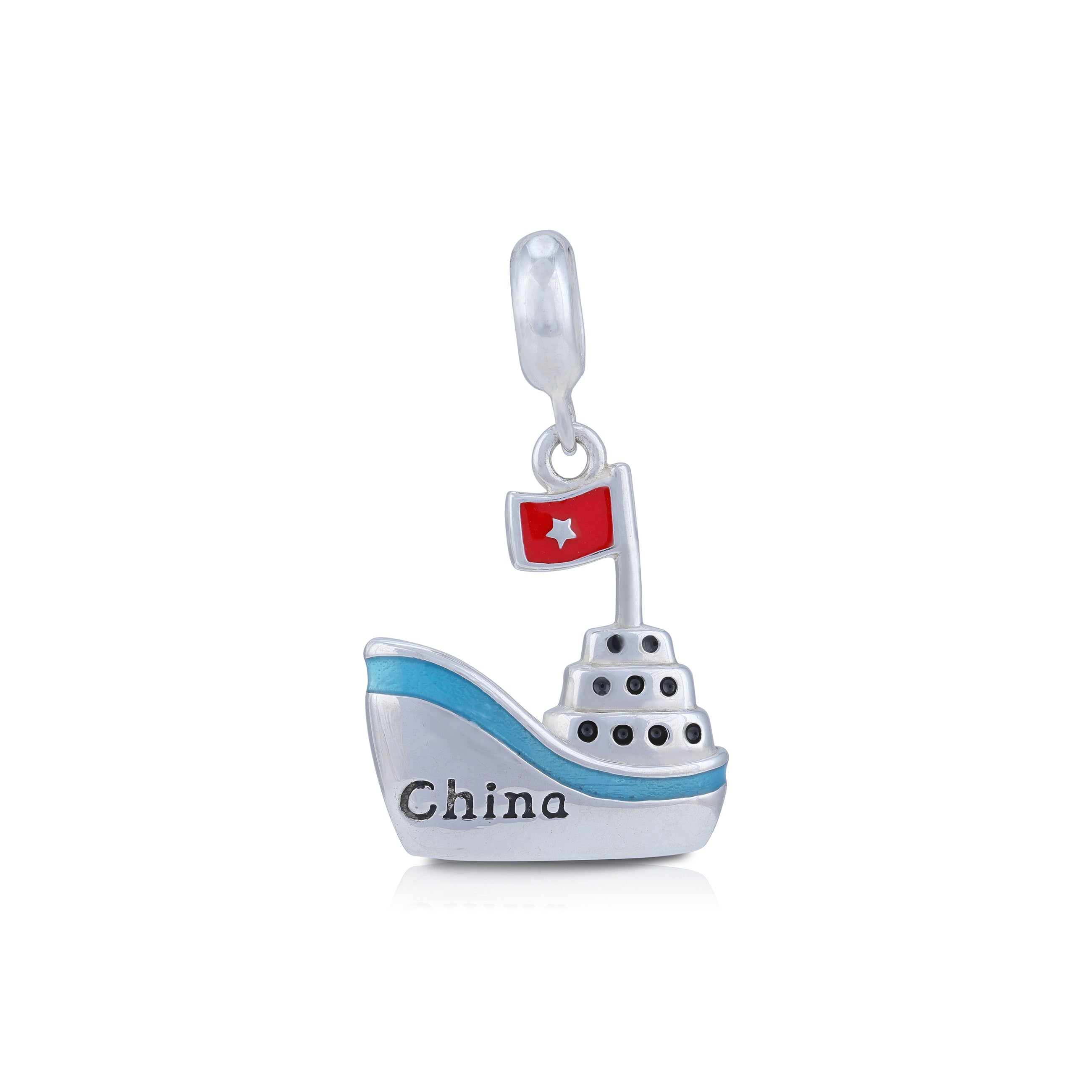 925 Sterling Silver Blue Horizon Cruise Dangle Charm Pendant for Women