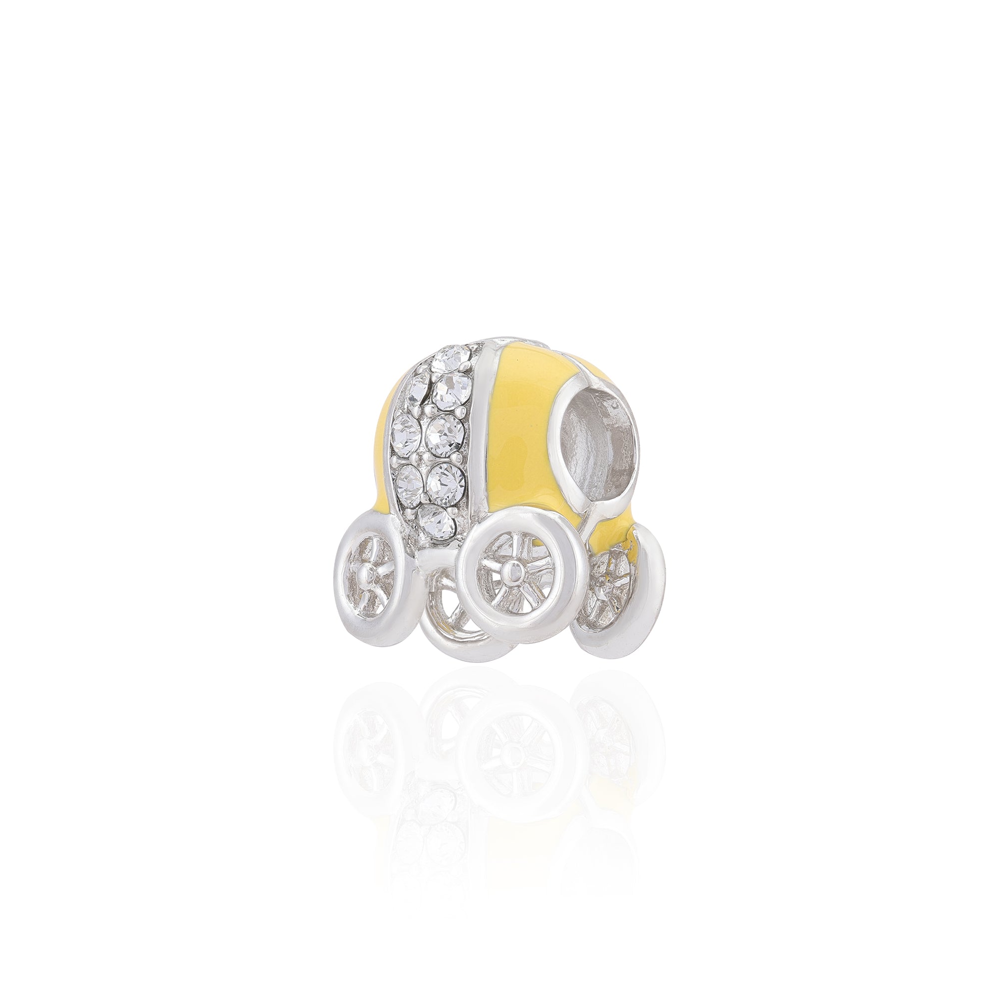 925 Sterling Silver Citrine Fantasy Carriage Charm Pendant for Women