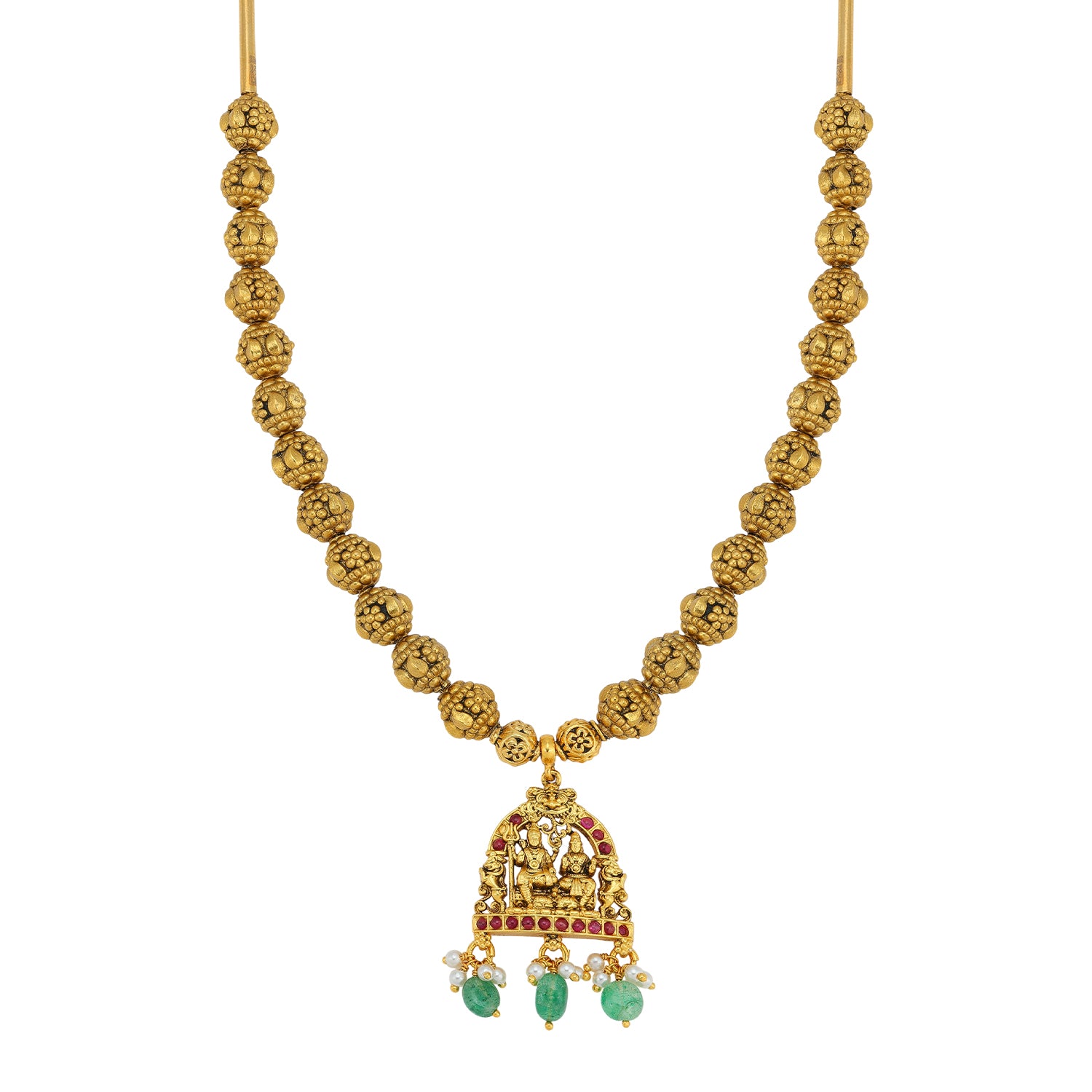 925 Sterling Silver Gold Plated Divine Ram-Sita Devotional Necklace for Women