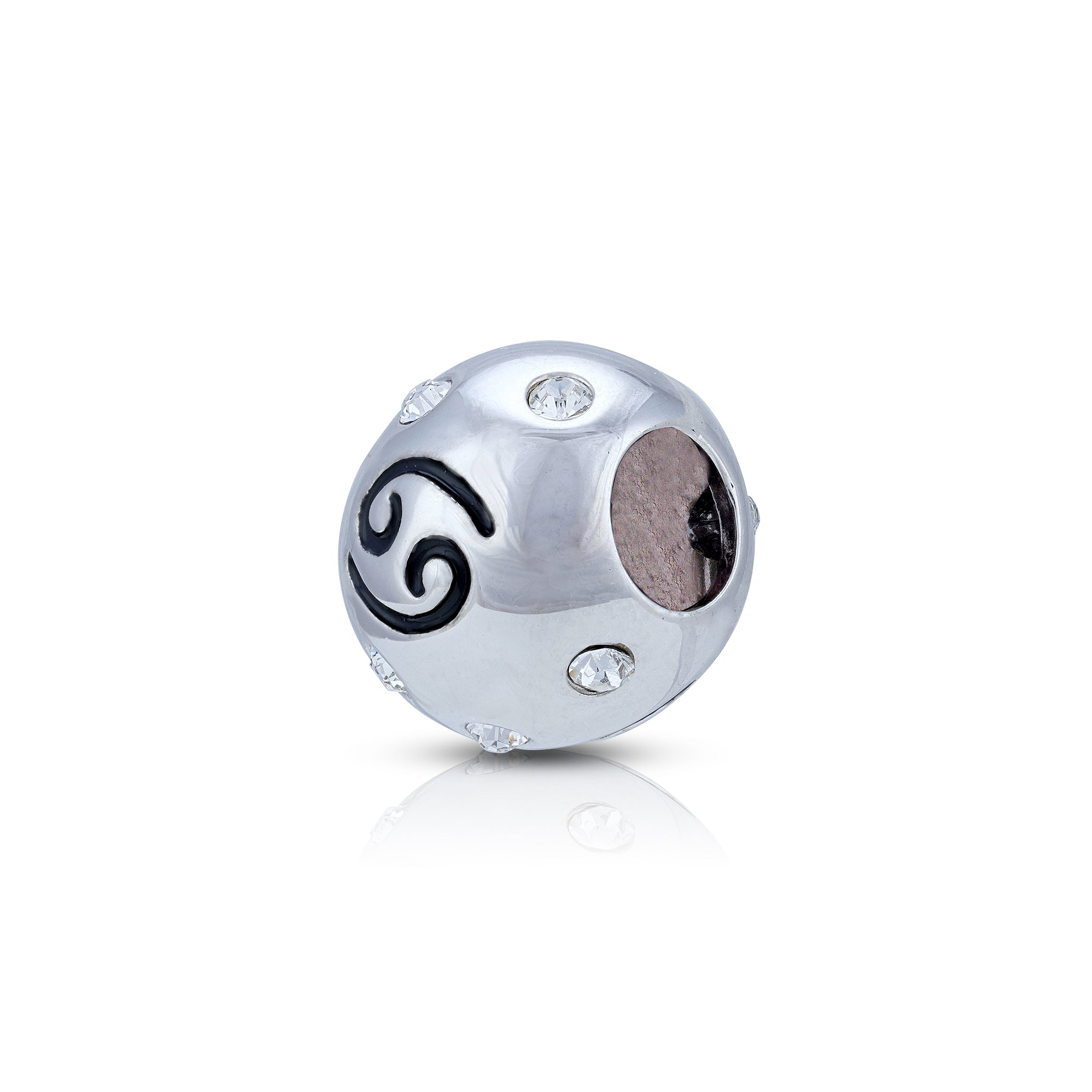 925 Sterling Silver Lunar Cancer Sparkle Bead Charm Pendant for Women
