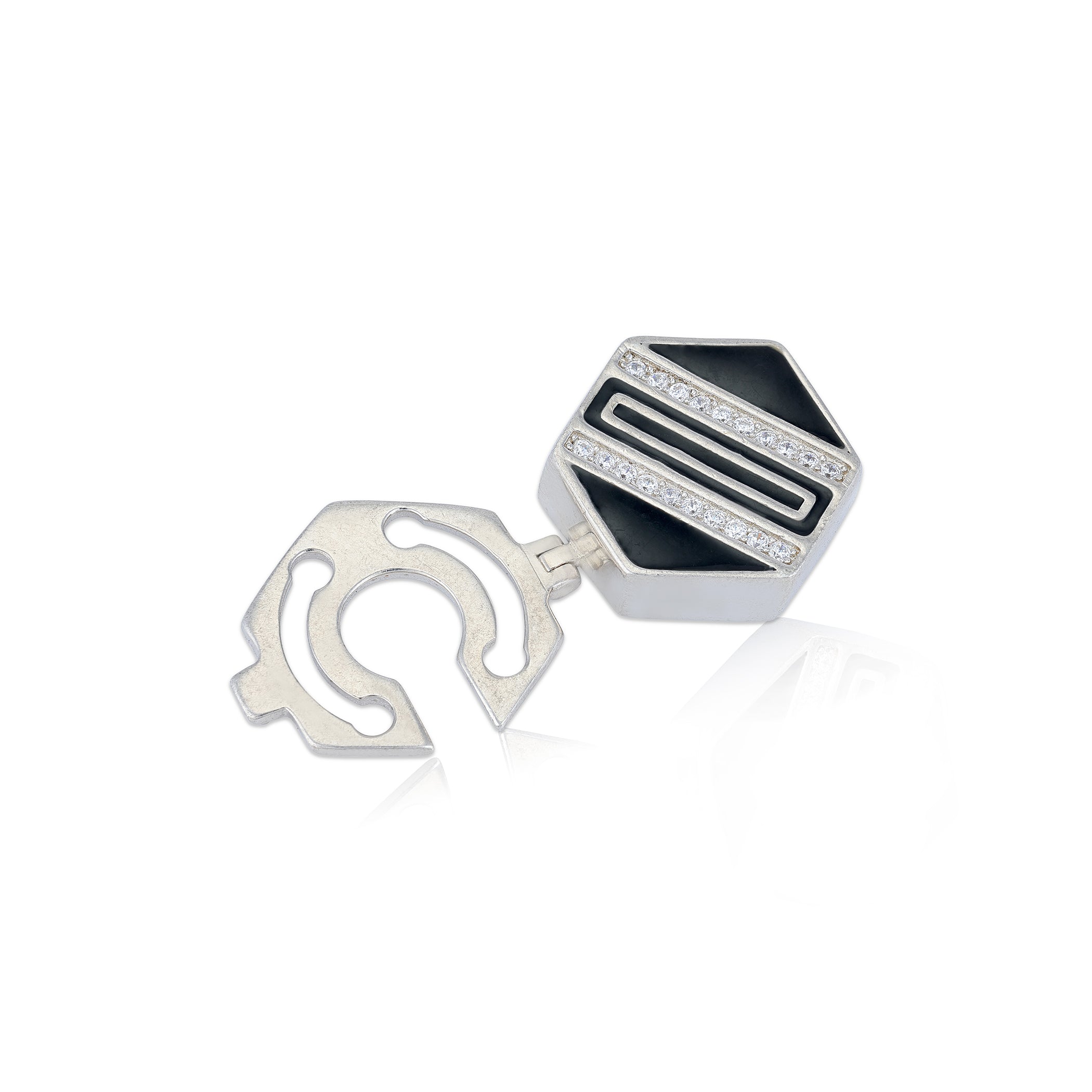 925 Sterling Silver Metro Edge Angular Diamond Coat pin for Men