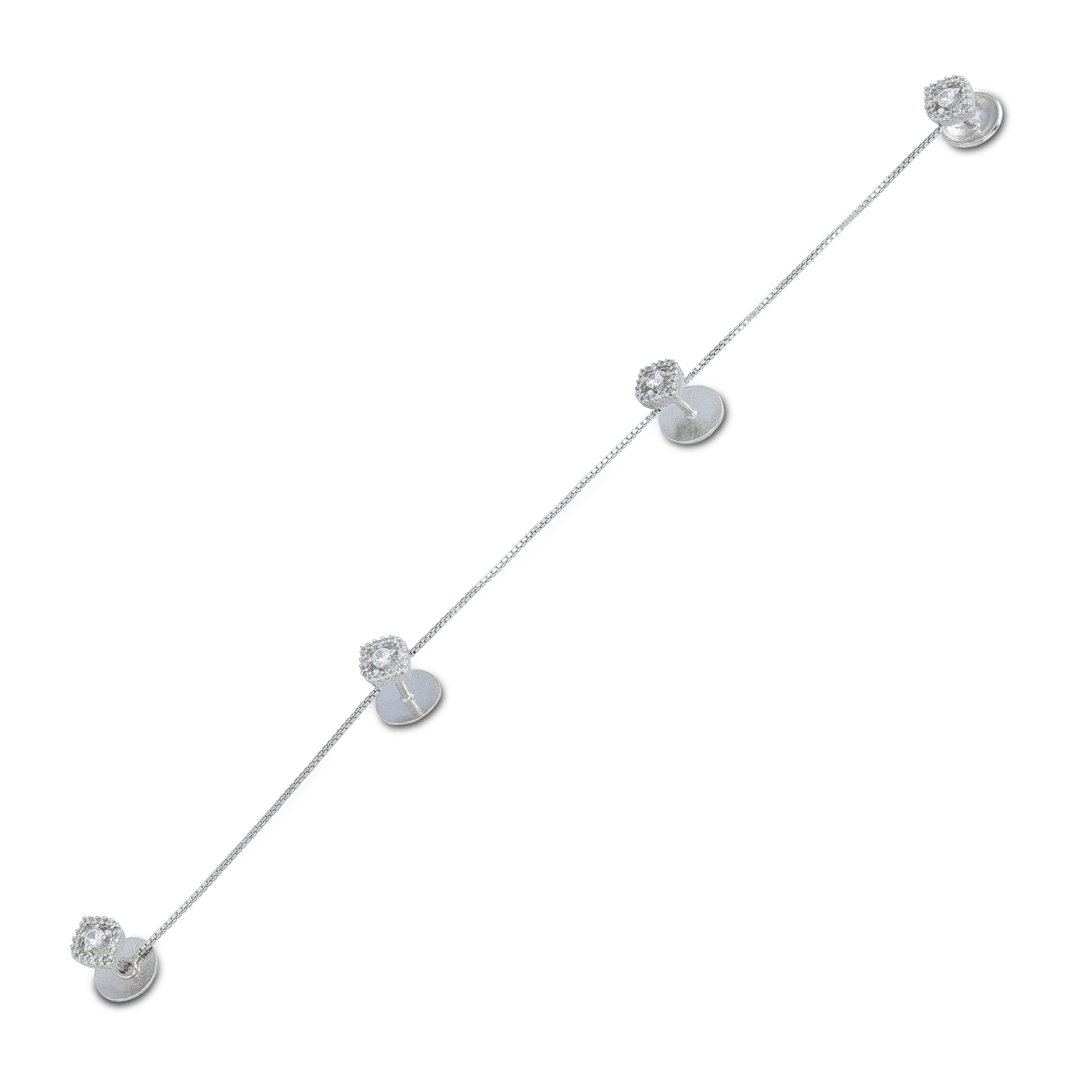 925 Sterling Silver Radiant Strand Diamond Chain Coat pin for Men