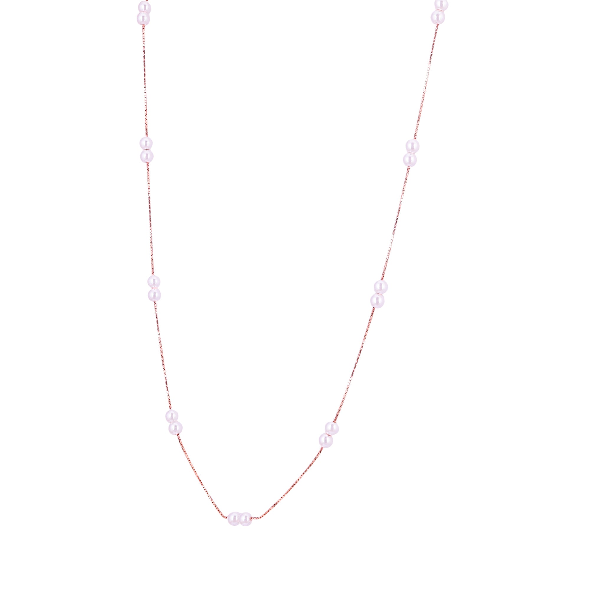925 Sterling Silver Ros Duet Pearl Strand Chain For Women