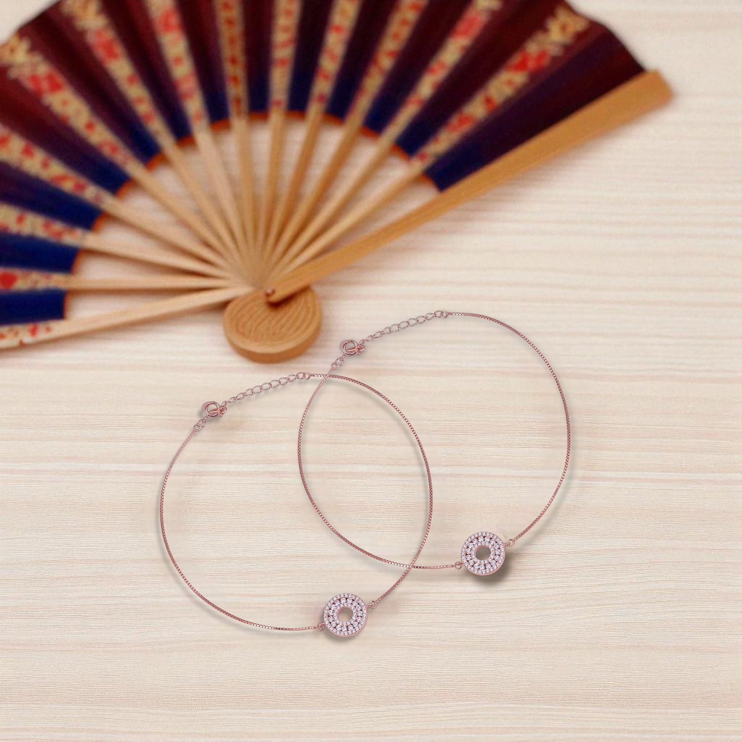 925 Sterling Silver Rose Gold Radiant Halo Anklets For Women