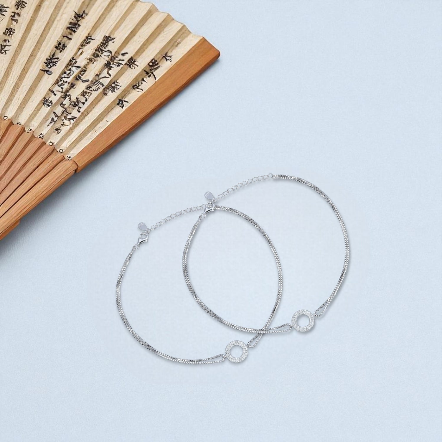 925 Sterling Silver Sparkle Frosted Eternity Anklet  For Women