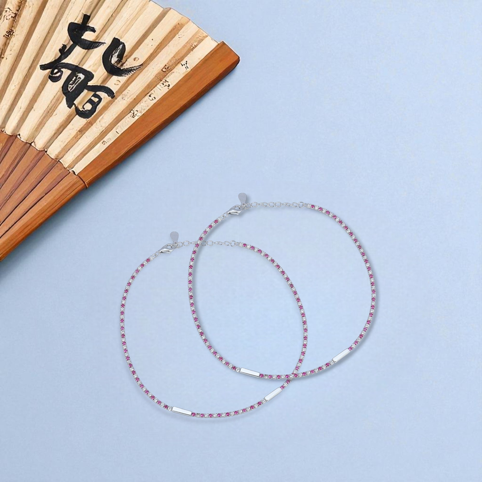 925 Sterling Silver Tiny Frosted Rose Glow Anklet For Women