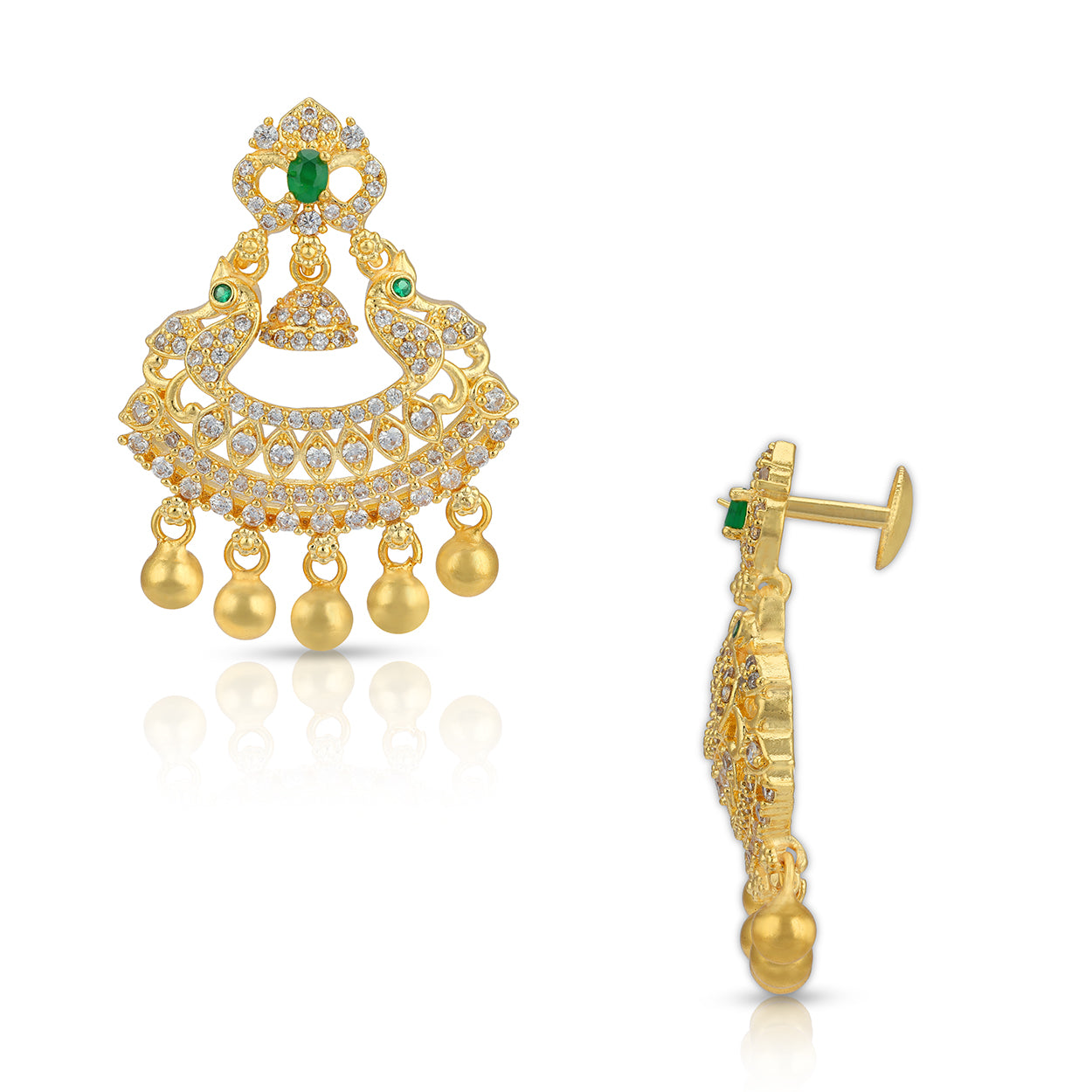 925 Sterling Silver Twin Peacock Emerald Earring for Women