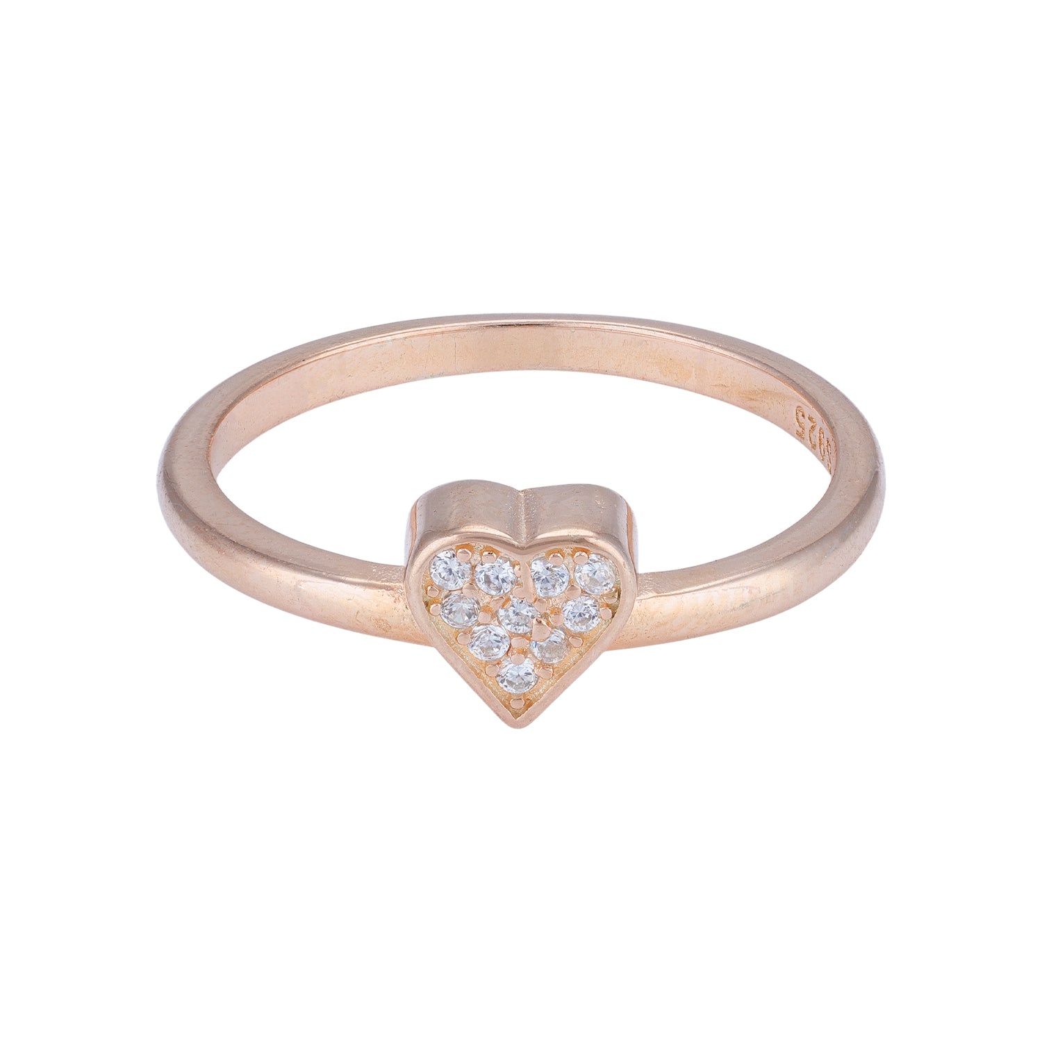 925 Sterling Silver Dual-Tone Diamond Heart Centerpiece Ring for Women