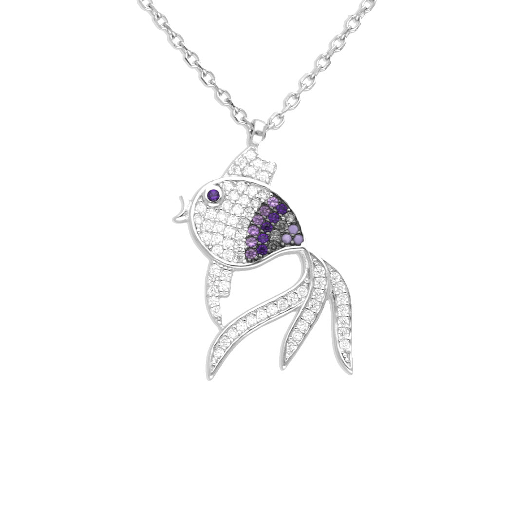 925 Sterling Silver Gold Fish Pendant Chain