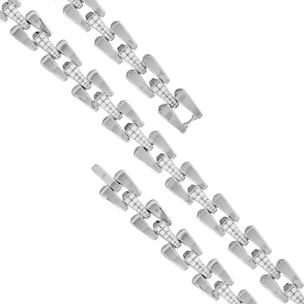 925 Sterling Silver Rhodium Plated Link Chain Bracelet For Men