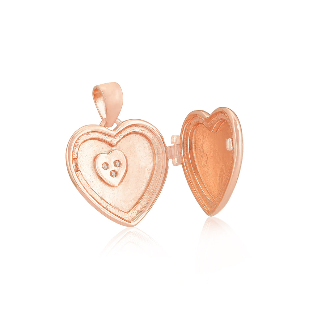 925 Sterling Silver Rose Gold Platted Triple Stone Heart For Women