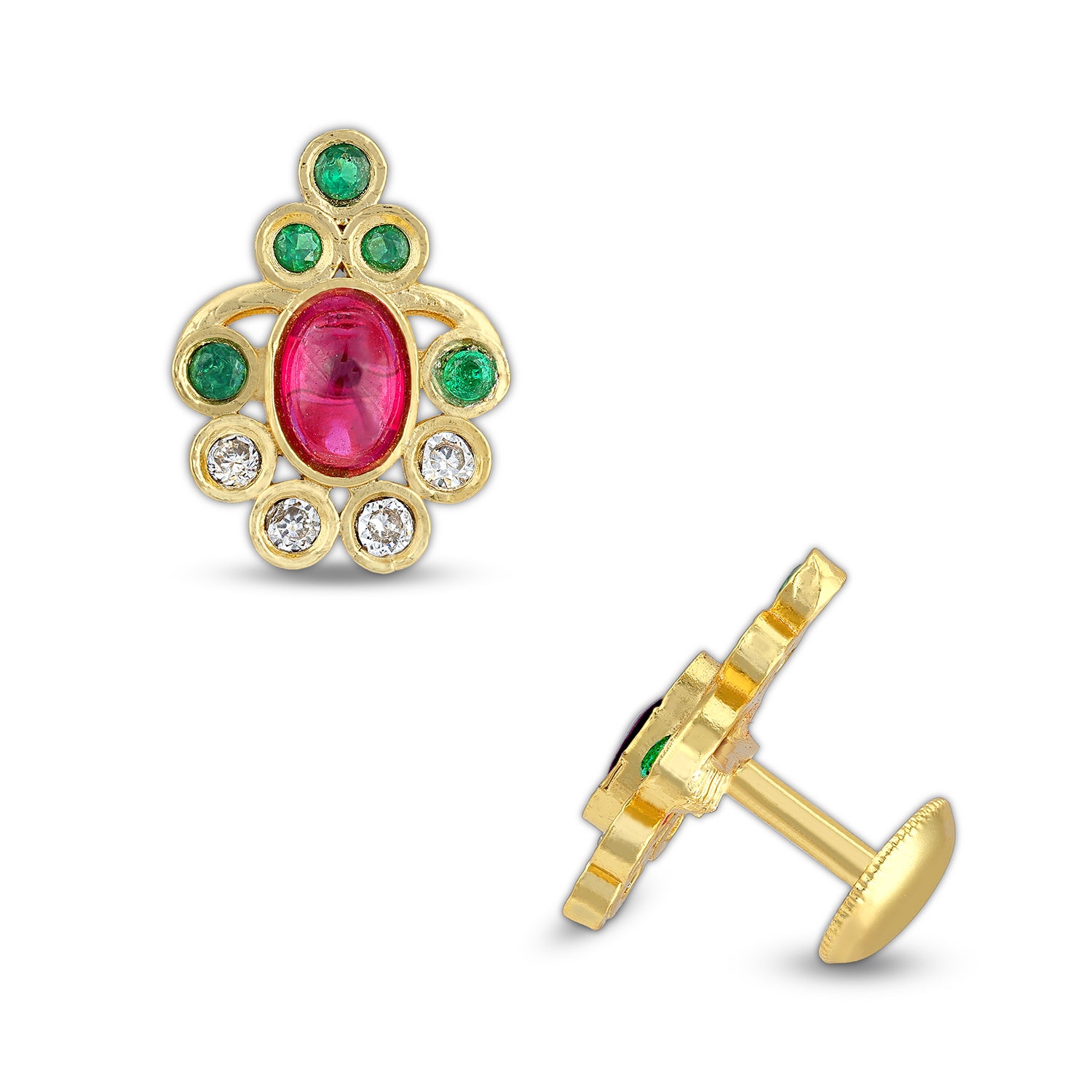 925 Sterling Silver Ancestral Ruby-Emerald Glow Earring for Women